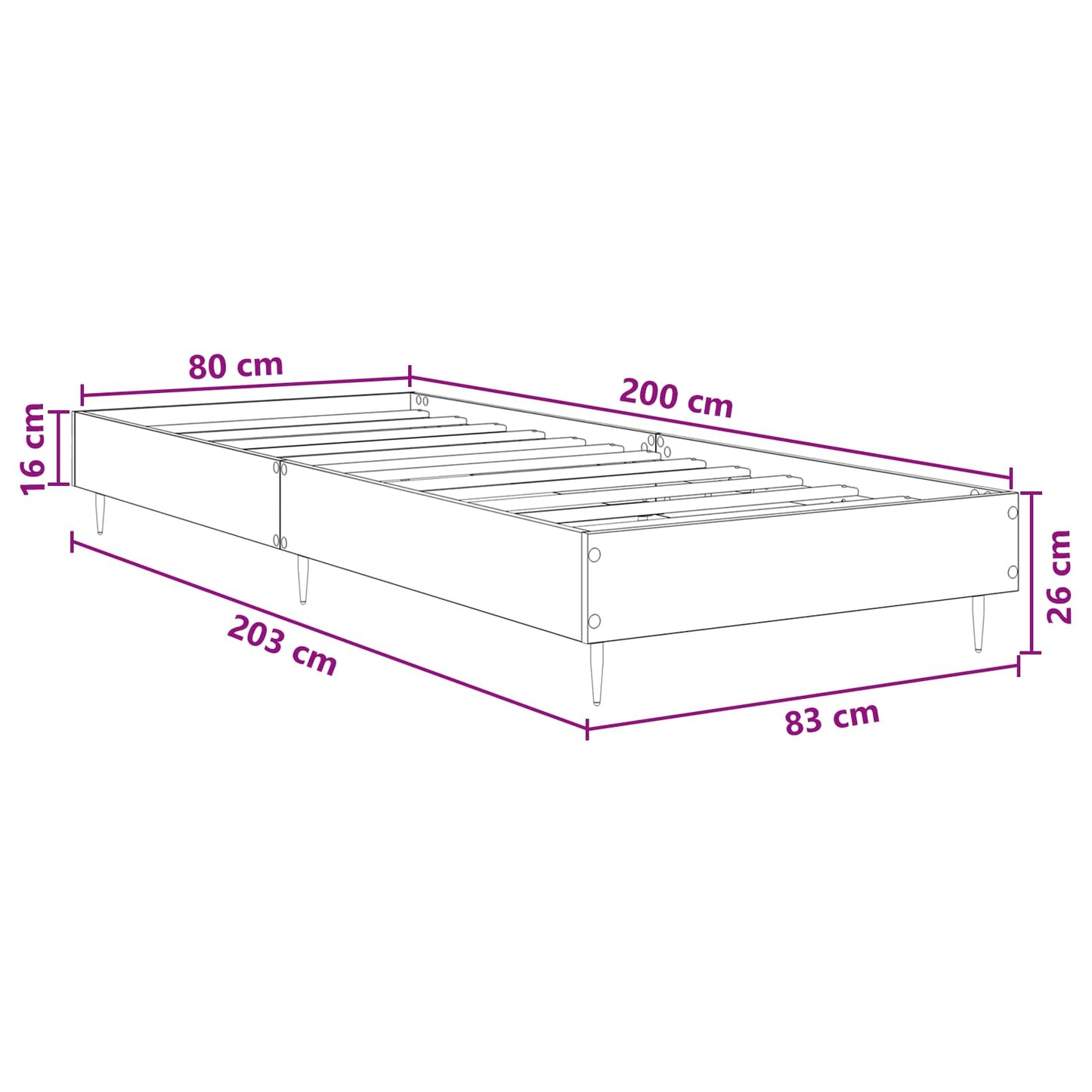Bedframe Wit 80 x 200 cm Bewerkt hout is nu te koop bij PeponiXL, paradijselijk wonen!
