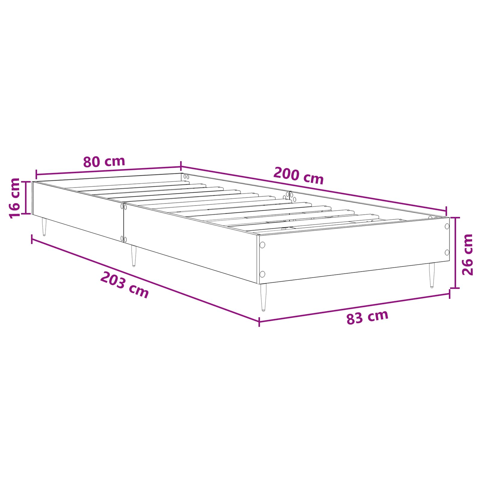 Bedframe Wit 80 x 200 cm Bewerkt hout is nu te koop bij PeponiXL, paradijselijk wonen!