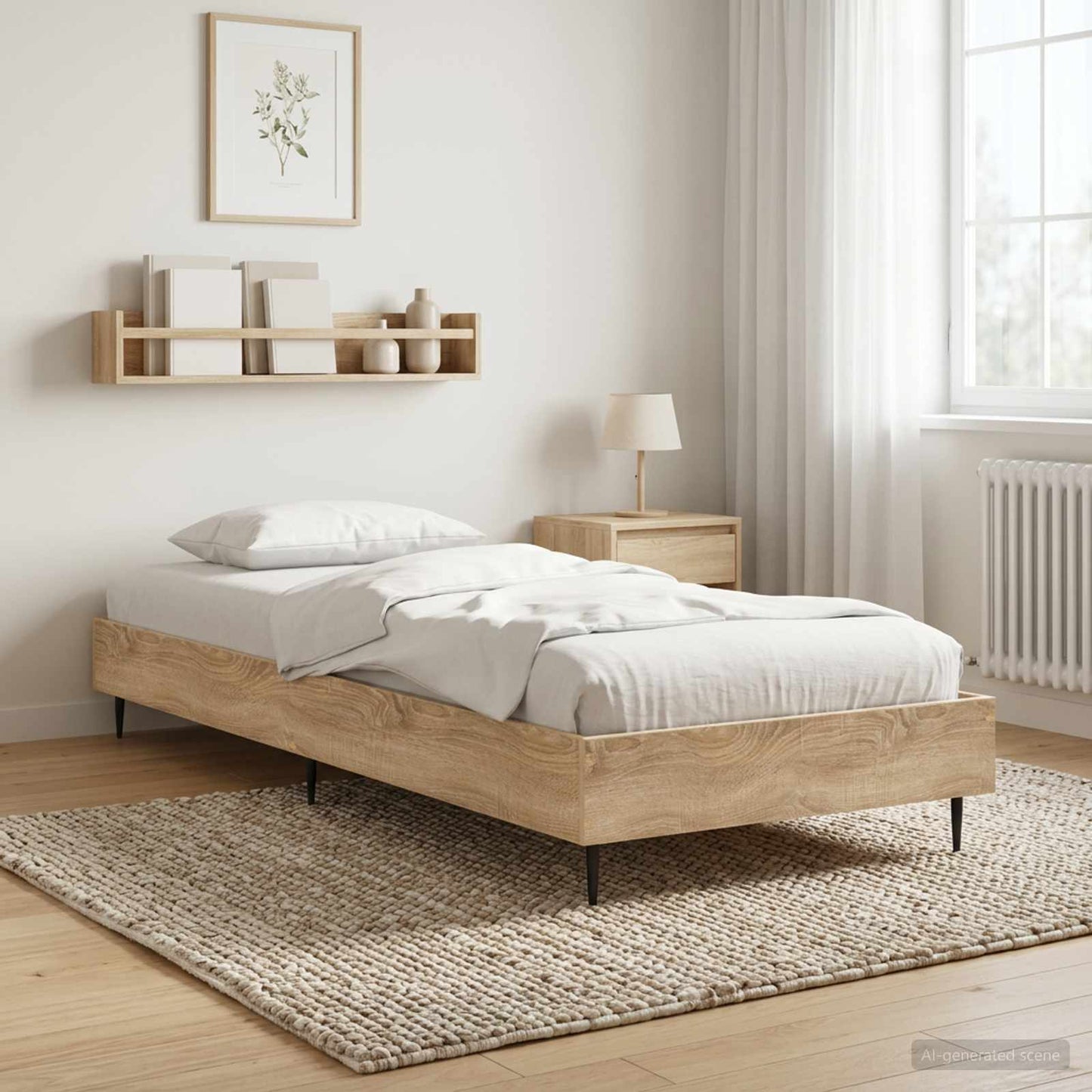 Bedframe Sonoma Eiken 80 x 200 cm Bewerkt hout is nu te koop bij PeponiXL, paradijselijk wonen!