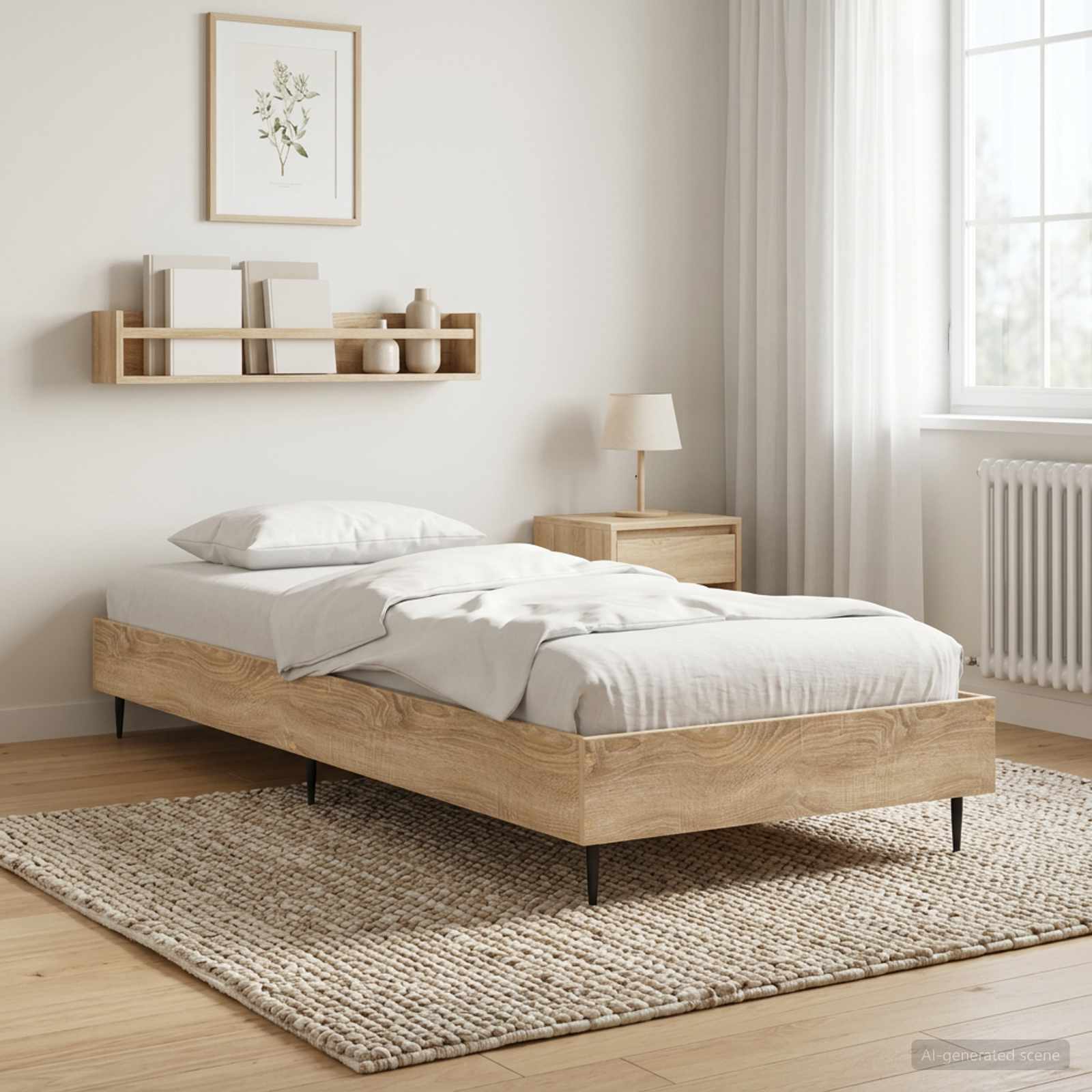 Bedframe Sonoma Eiken 80 x 200 cm Bewerkt hout is nu te koop bij PeponiXL, paradijselijk wonen!