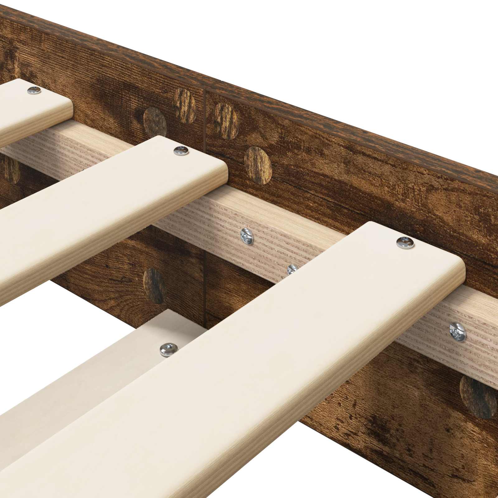 Bedframe Gerookt eiken 80 x 200 cm Bewerkt hout is nu te koop bij PeponiXL, paradijselijk wonen!