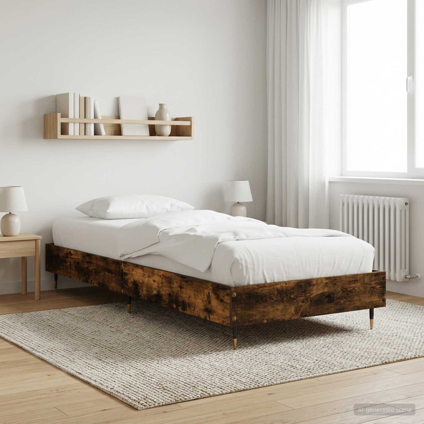 Bedframe Gerookt eiken 80 x 200 cm Bewerkt hout is nu te koop bij PeponiXL, paradijselijk wonen!