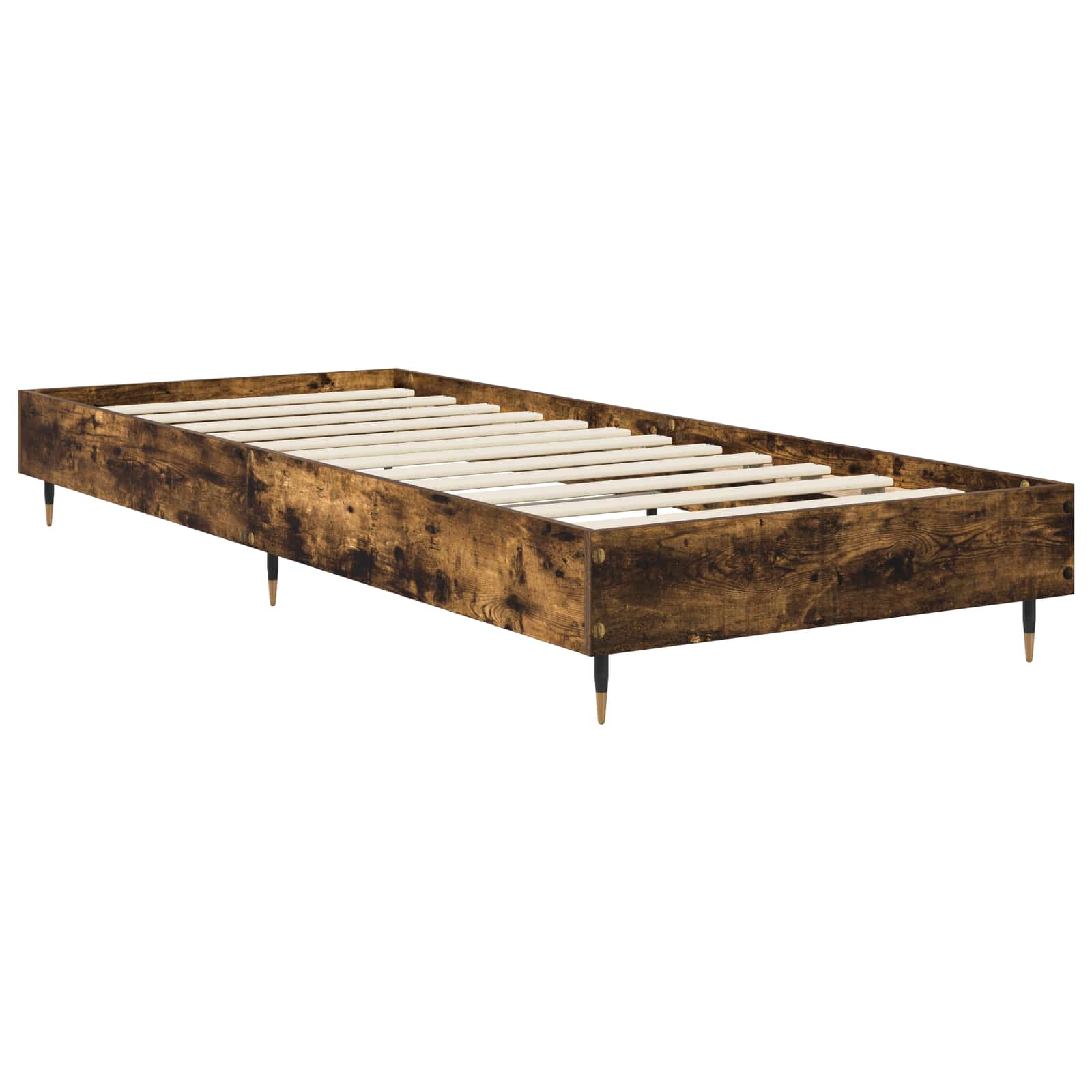 Bedframe Gerookt eiken 80 x 200 cm Bewerkt hout is nu te koop bij PeponiXL, paradijselijk wonen!