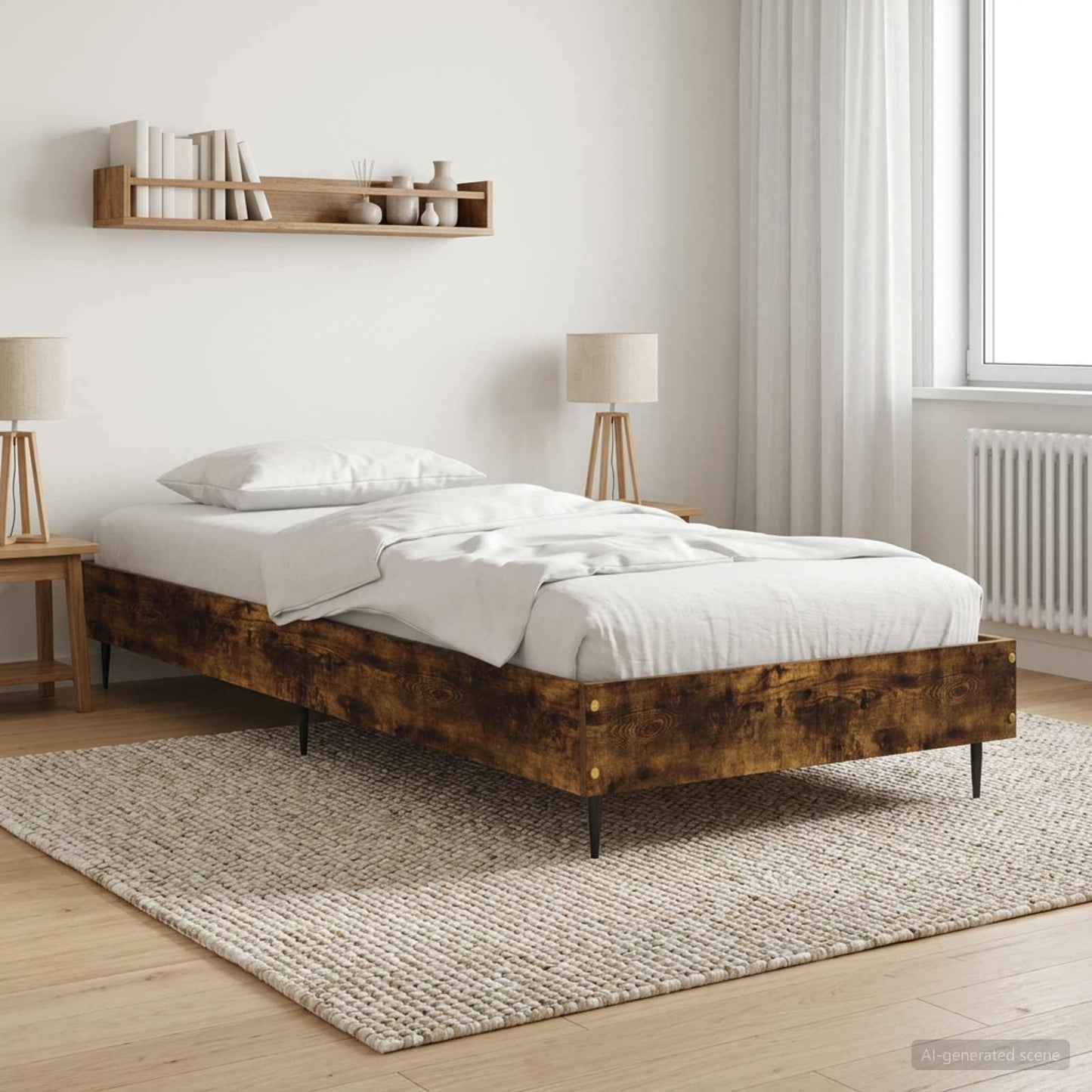 Bedframe Gerookt eiken 80 x 200 cm Bewerkt hout is nu te koop bij PeponiXL, paradijselijk wonen!