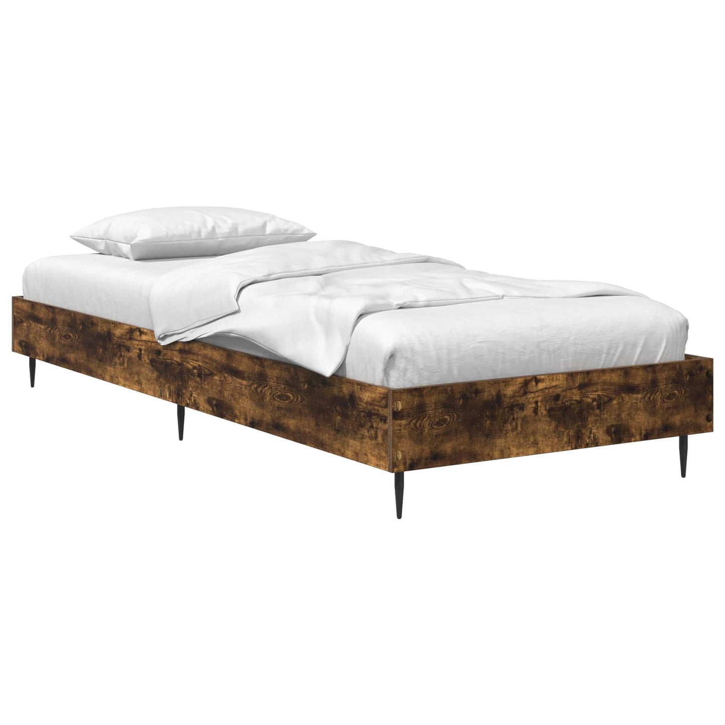 Bedframe Gerookt eiken 80 x 200 cm Bewerkt hout is nu te koop bij PeponiXL, paradijselijk wonen!