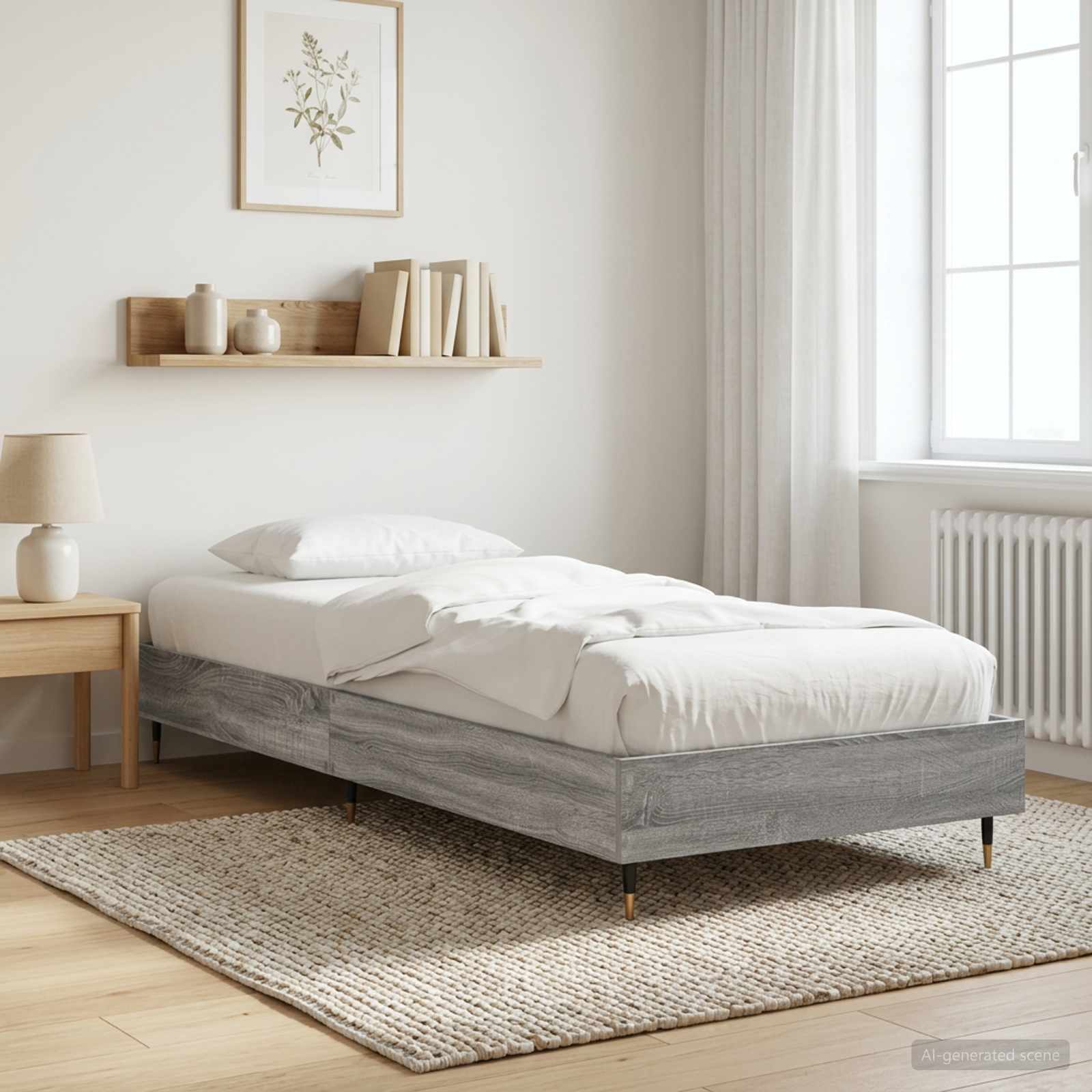 Bedframe Grijs Sonoma 80 x 200 cm Bewerkt hout is nu te koop bij PeponiXL, paradijselijk wonen!
