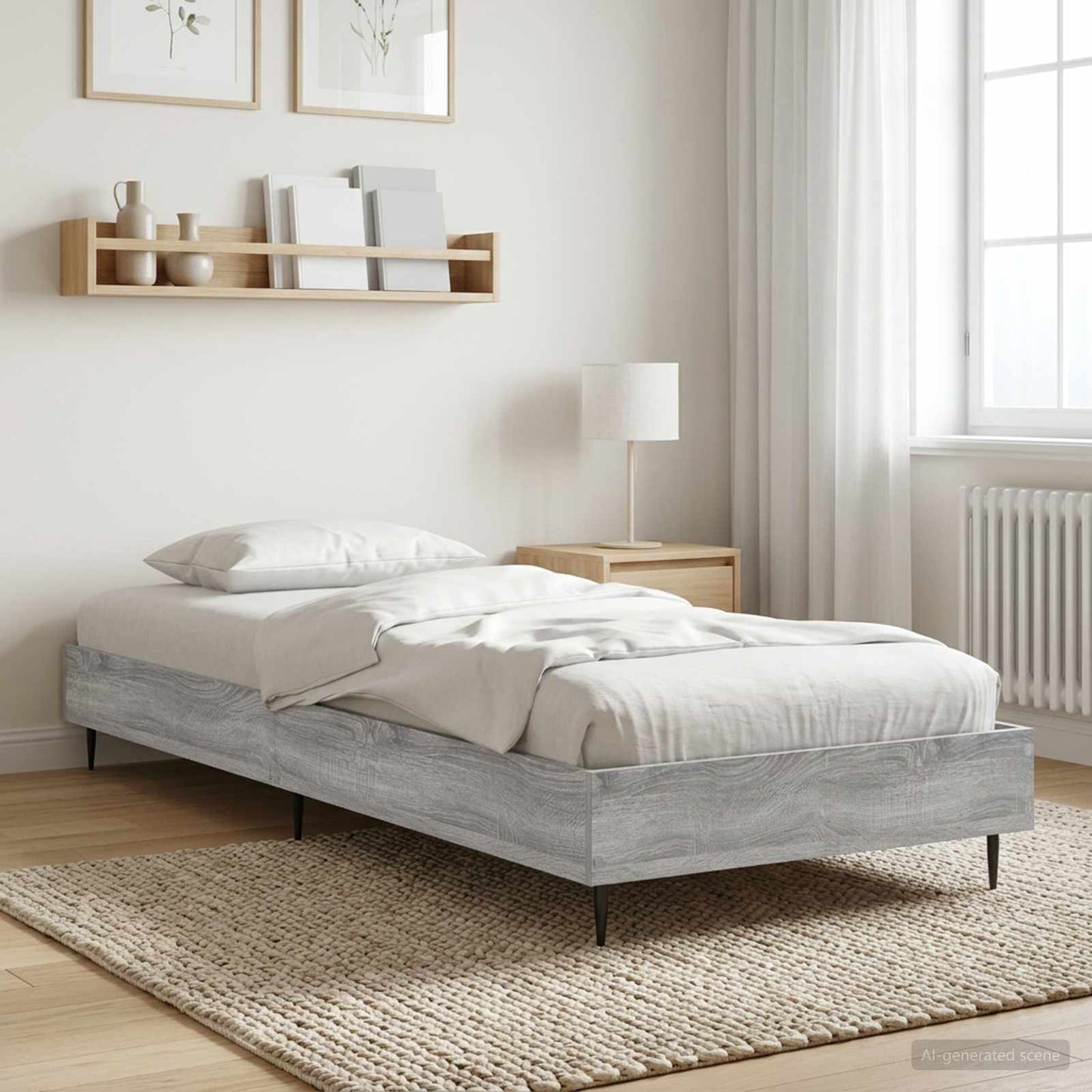 Bedframe Grijs Sonoma 80 x 200 cm Bewerkt hout is nu te koop bij PeponiXL, paradijselijk wonen!
