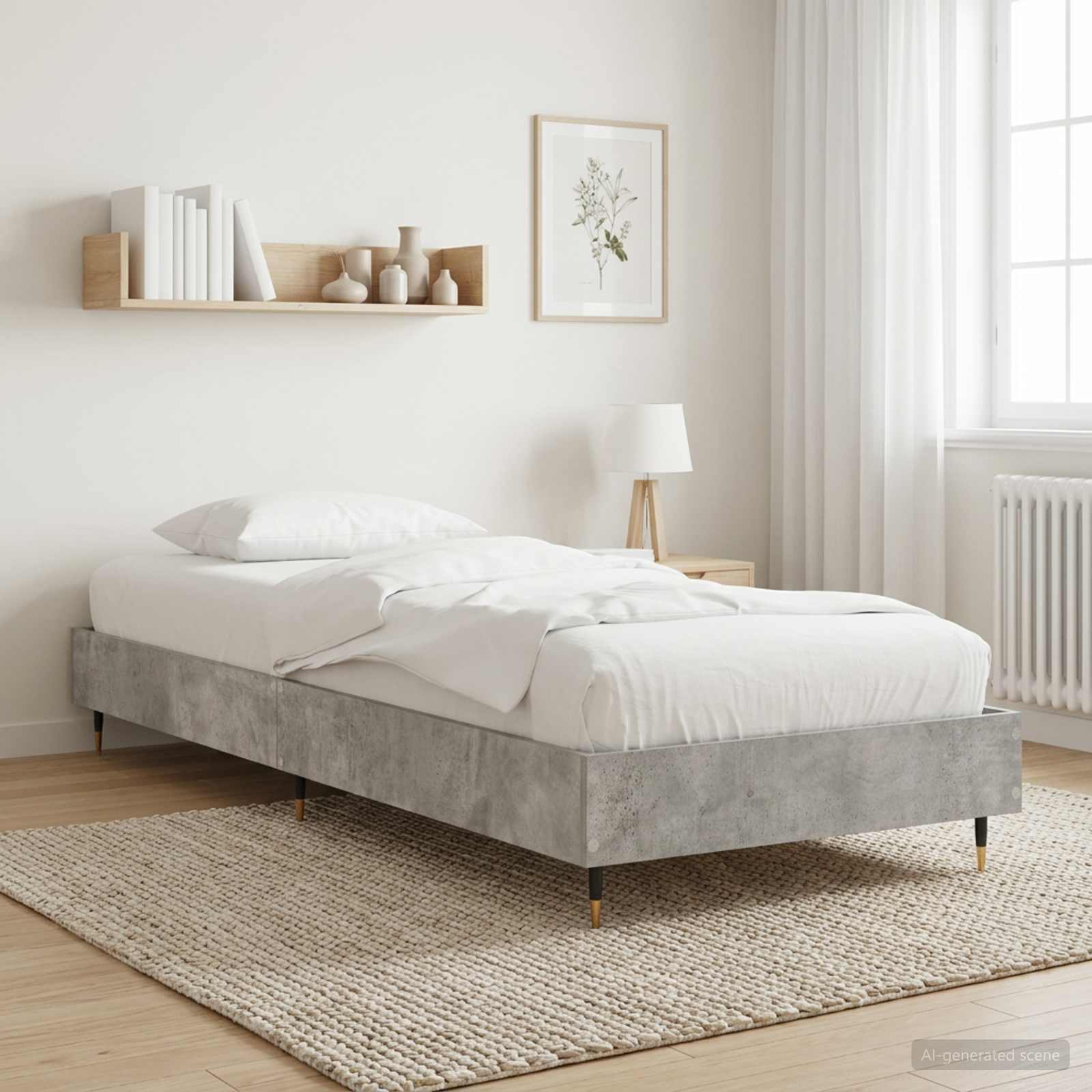 Bedframe Betongrijs 80 x 200 cm Bewerkt hout is nu te koop bij PeponiXL, paradijselijk wonen!