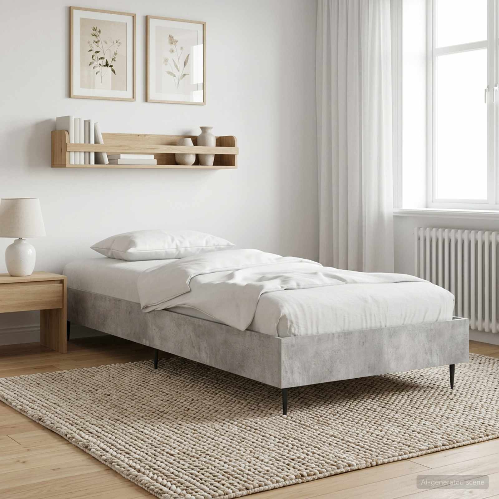 Bedframe Betongrijs 80 x 200 cm Bewerkt hout is nu te koop bij PeponiXL, paradijselijk wonen!