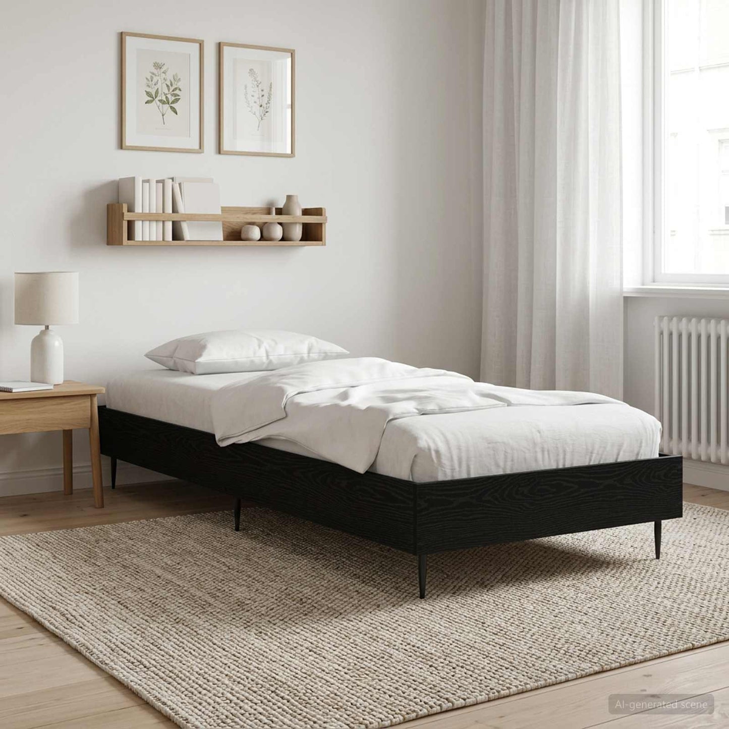 Bedframe Zwart eiken 80 x 200 cm Bewerkt hout is nu te koop bij PeponiXL, paradijselijk wonen!