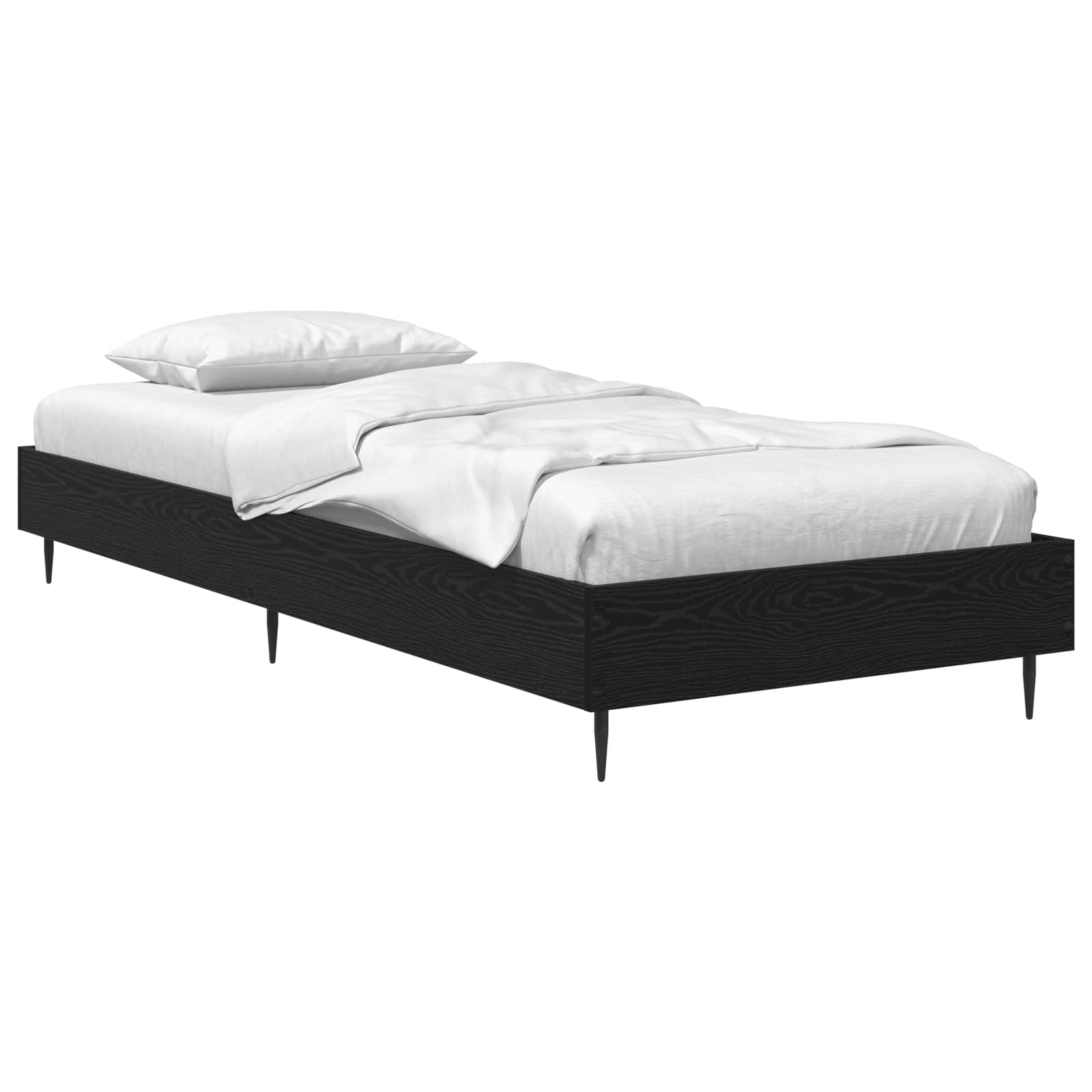 Bedframe Zwart eiken 80 x 200 cm Bewerkt hout is nu te koop bij PeponiXL, paradijselijk wonen!