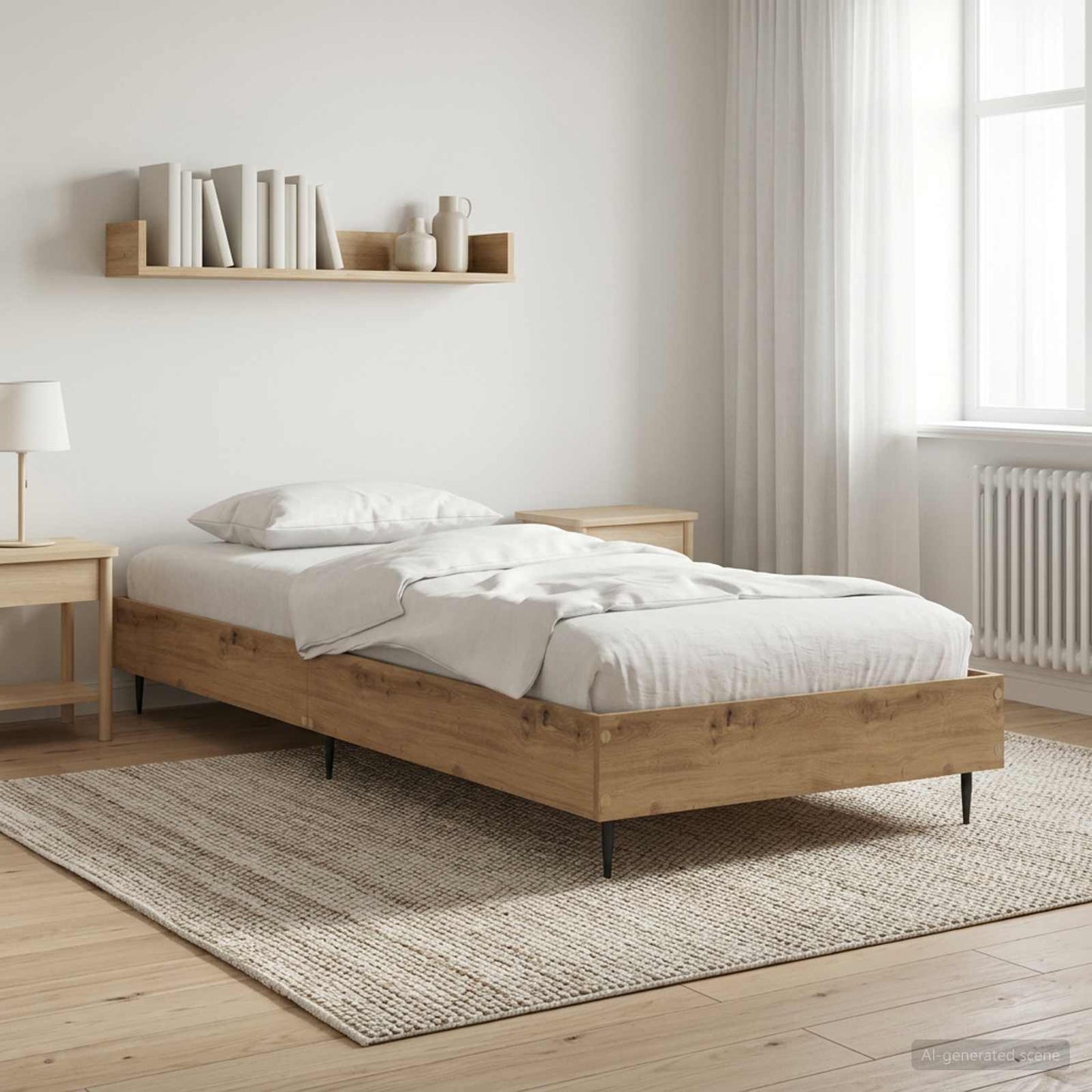 Bedframe Artisanaal eiken 80 x 200 cm Bewerkt hout is nu te koop bij PeponiXL, paradijselijk wonen!