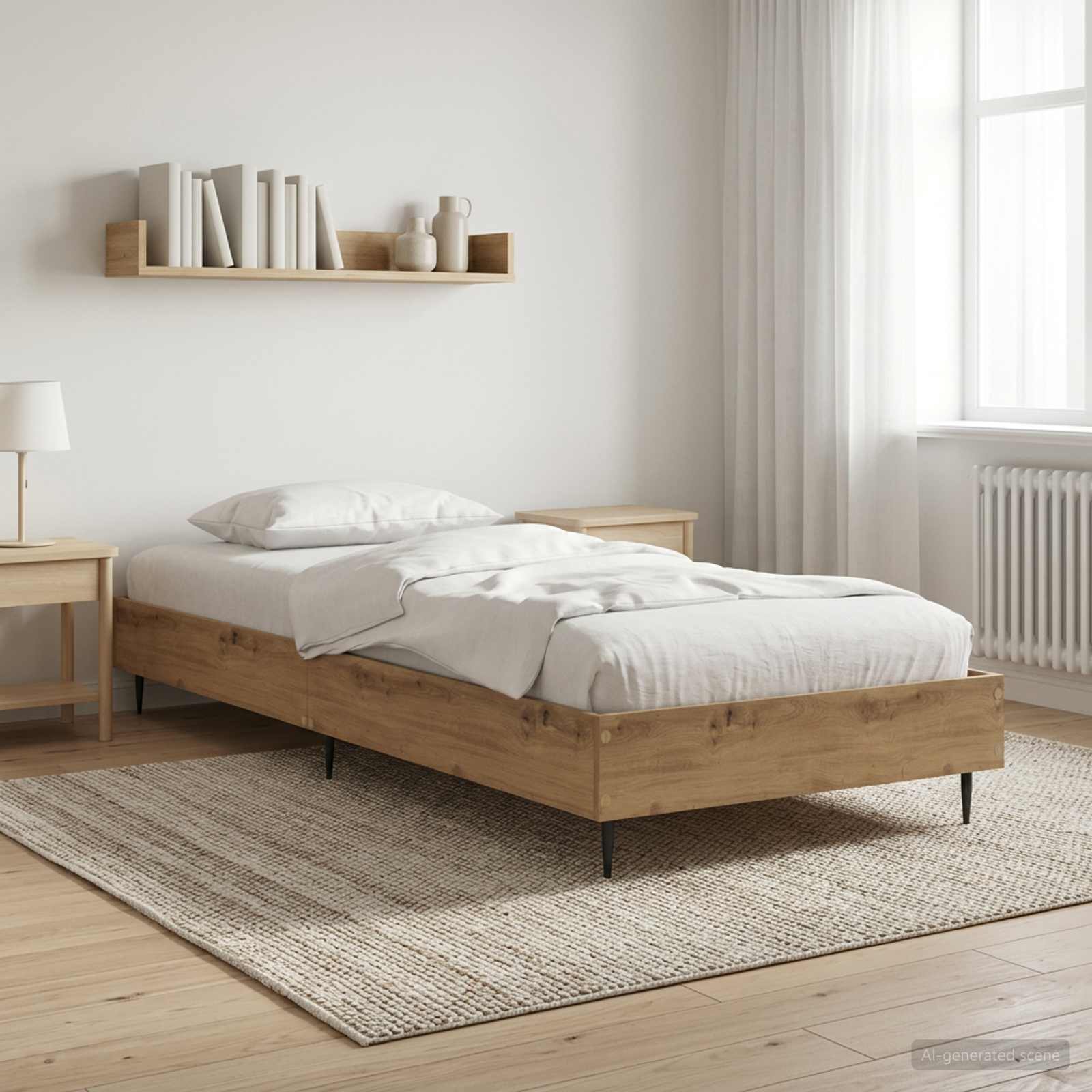 Bedframe Artisanaal eiken 80 x 200 cm Bewerkt hout is nu te koop bij PeponiXL, paradijselijk wonen!
