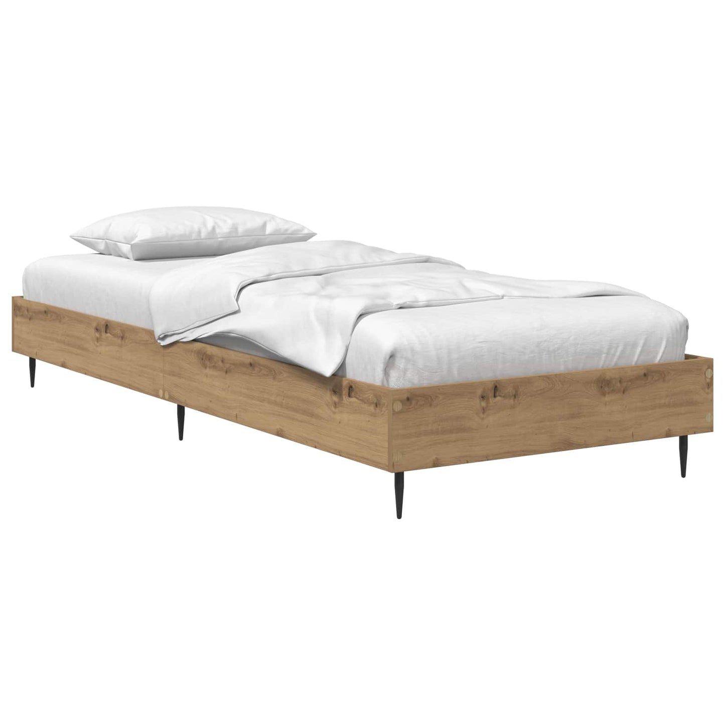 Bedframe Artisanaal eiken 80 x 200 cm Bewerkt hout is nu te koop bij PeponiXL, paradijselijk wonen!
