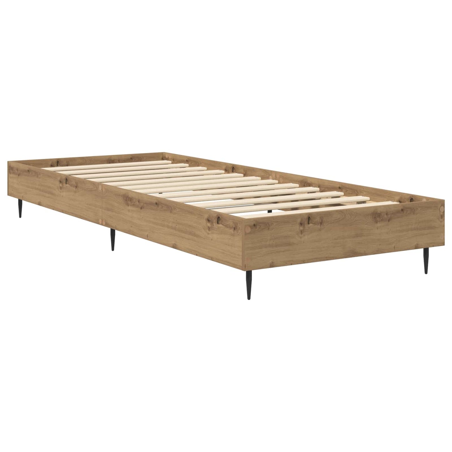 Bedframe Artisanaal eiken 80 x 200 cm Bewerkt hout is nu te koop bij PeponiXL, paradijselijk wonen!