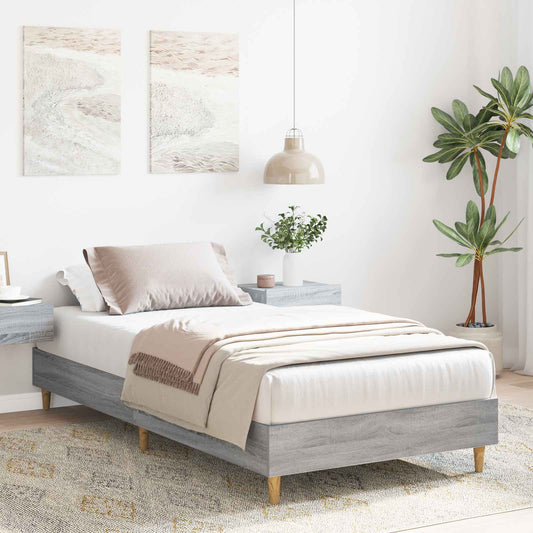 Bedframe Grijs Sonoma Bewerkt hout is nu te koop bij PeponiXL, paradijselijk wonen!
