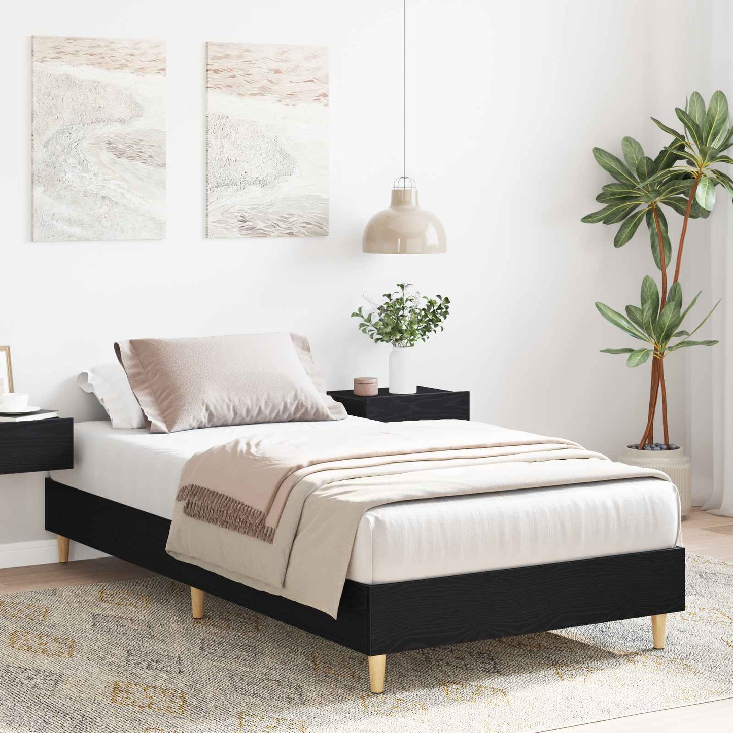 Bedframe Zwart eiken Bewerkt hout