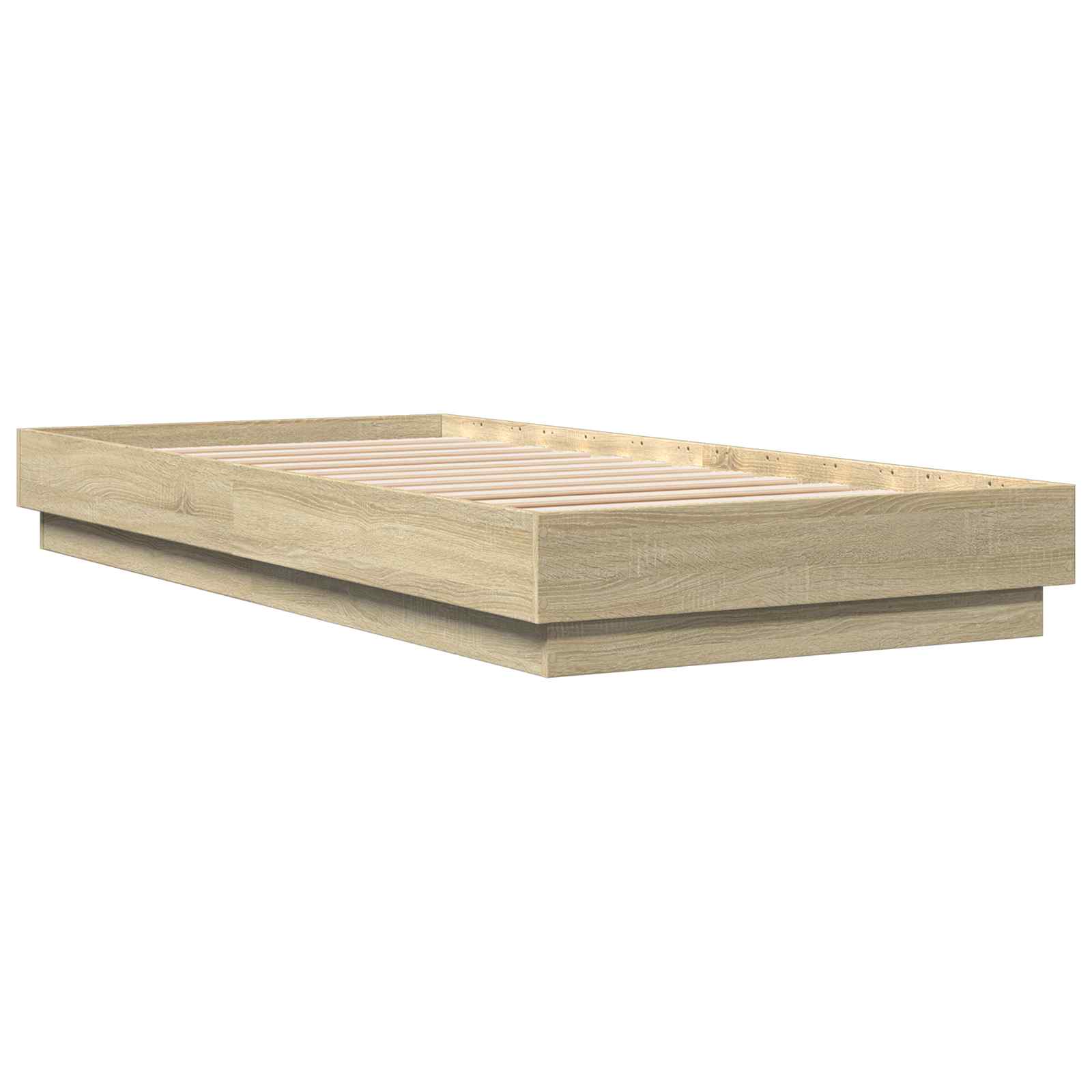 Vloerbedframe Sonoma Eiken 80 x 200 cm Bewerkt hout is nu te koop bij PeponiXL, paradijselijk wonen!