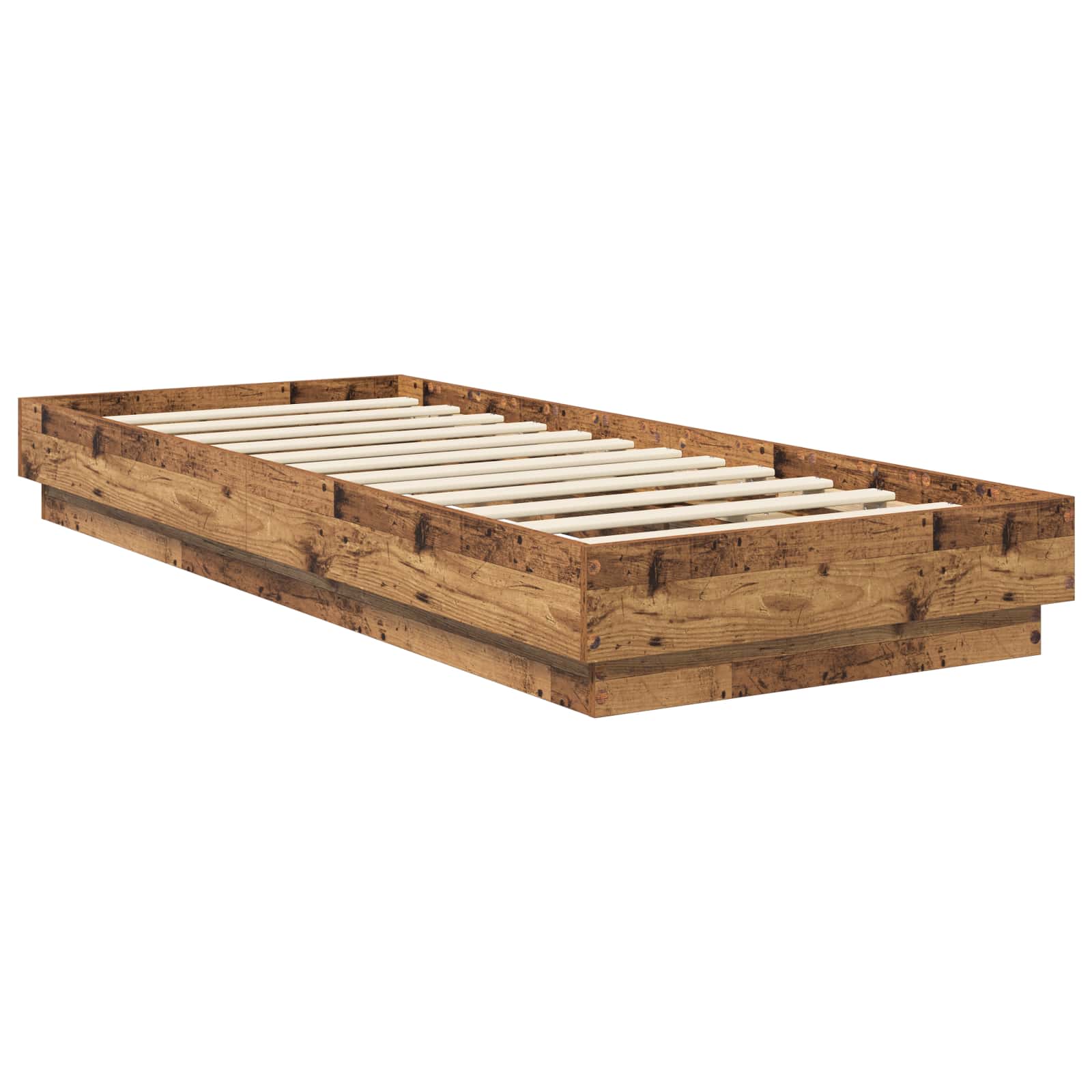 Vloerbedframe Oud hout 80 x 200 cm Bewerkt hout is nu te koop bij PeponiXL, paradijselijk wonen!