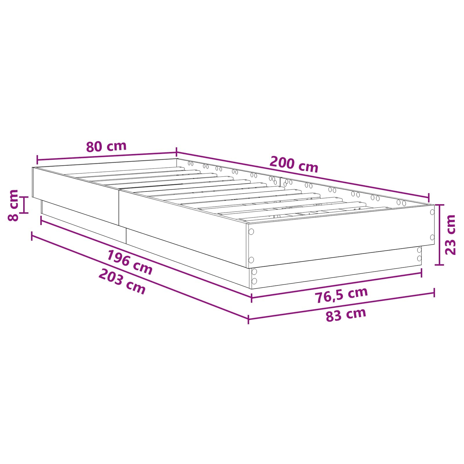 Vloerbedframe Grijs Sonoma 80 x 200 cm Bewerkt hout is nu te koop bij PeponiXL, paradijselijk wonen!
