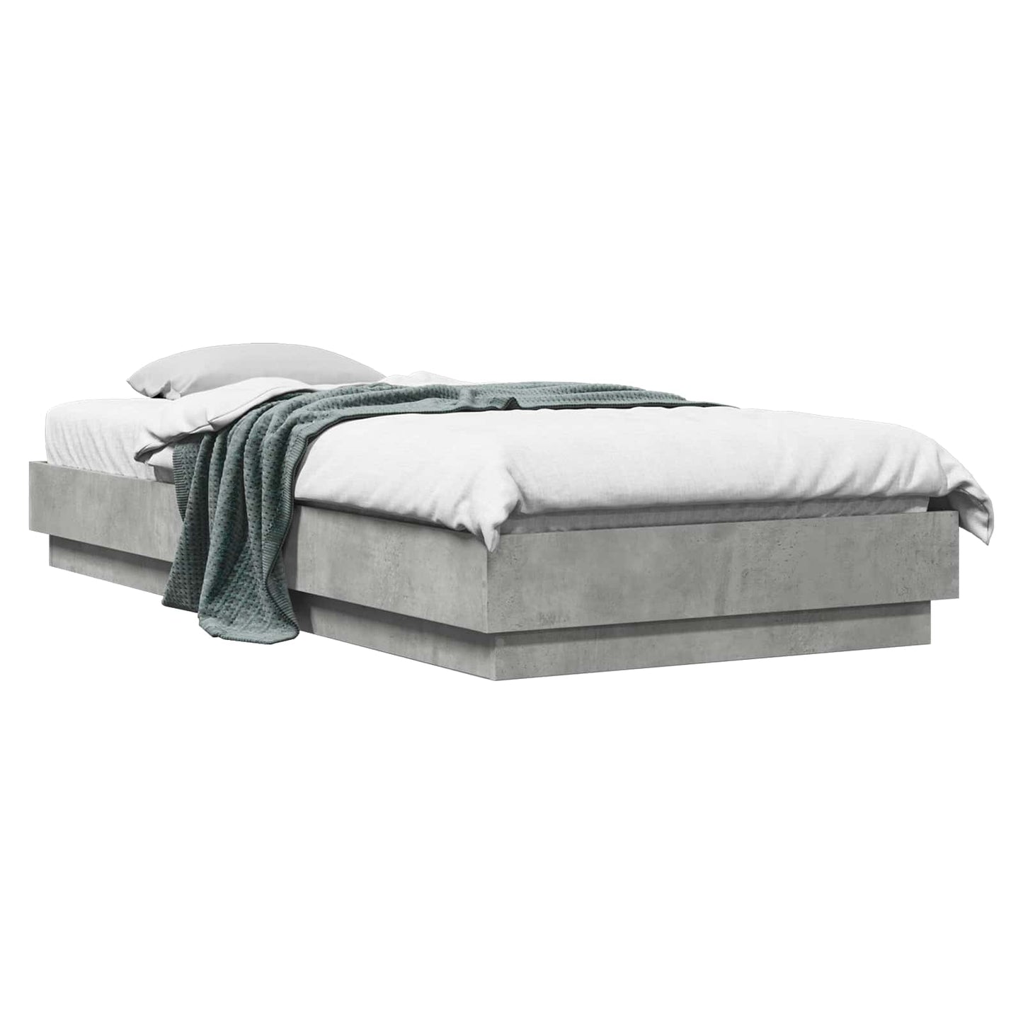 Vloerbedframe Betongrijs 80 x 200 cm Bewerkt hout is nu te koop bij PeponiXL, paradijselijk wonen!