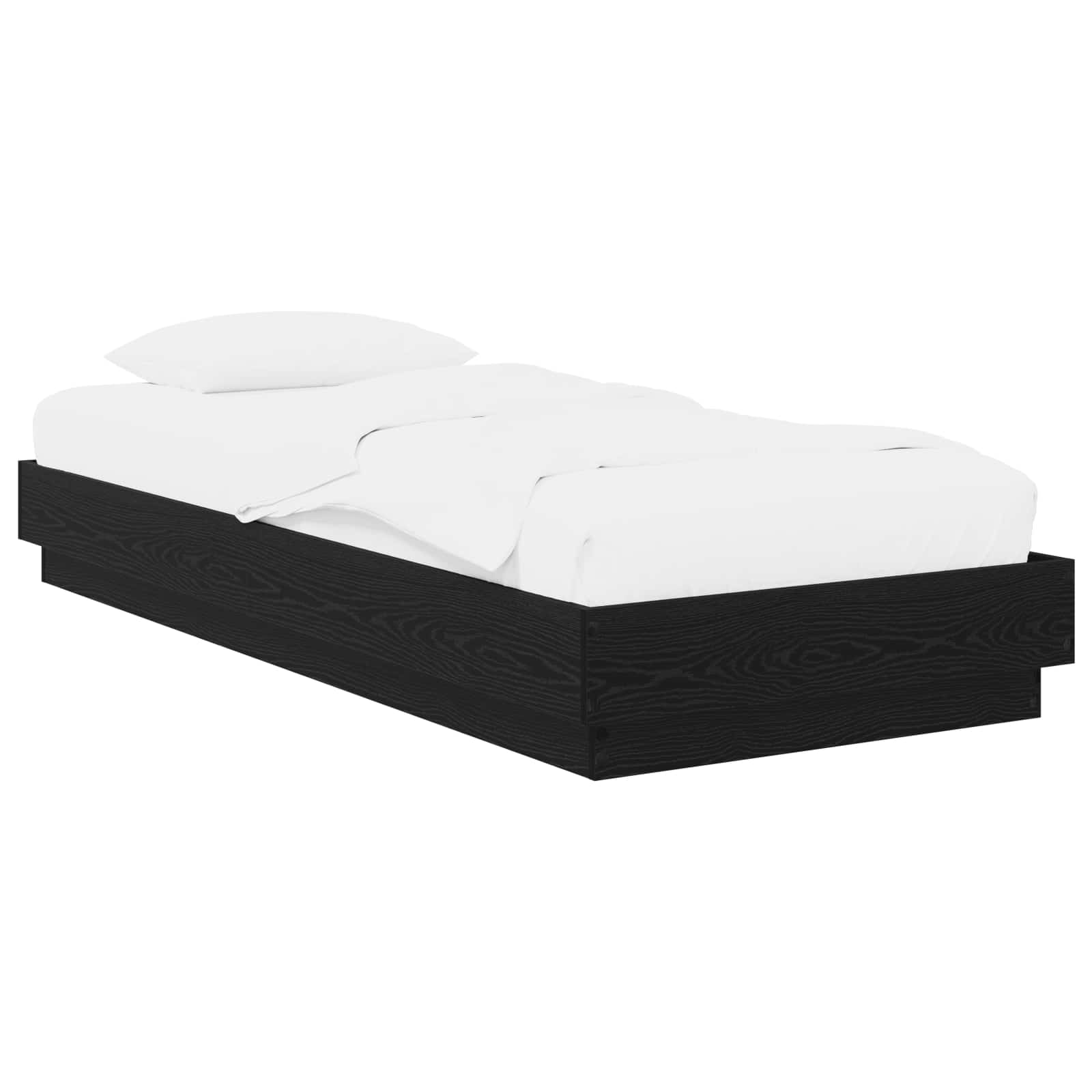 Vloerbedframe Zwart eiken 80 x 200 cm Bewerkt hout is nu te koop bij PeponiXL, paradijselijk wonen!