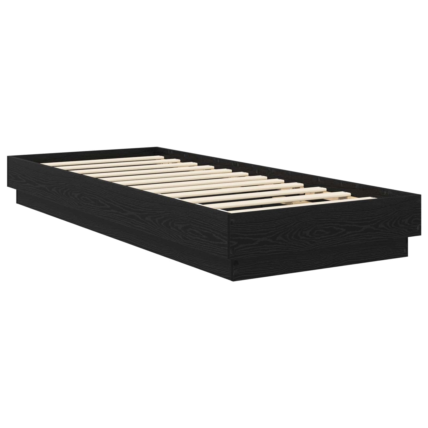 Vloerbedframe Zwart eiken 80 x 200 cm Bewerkt hout is nu te koop bij PeponiXL, paradijselijk wonen!
