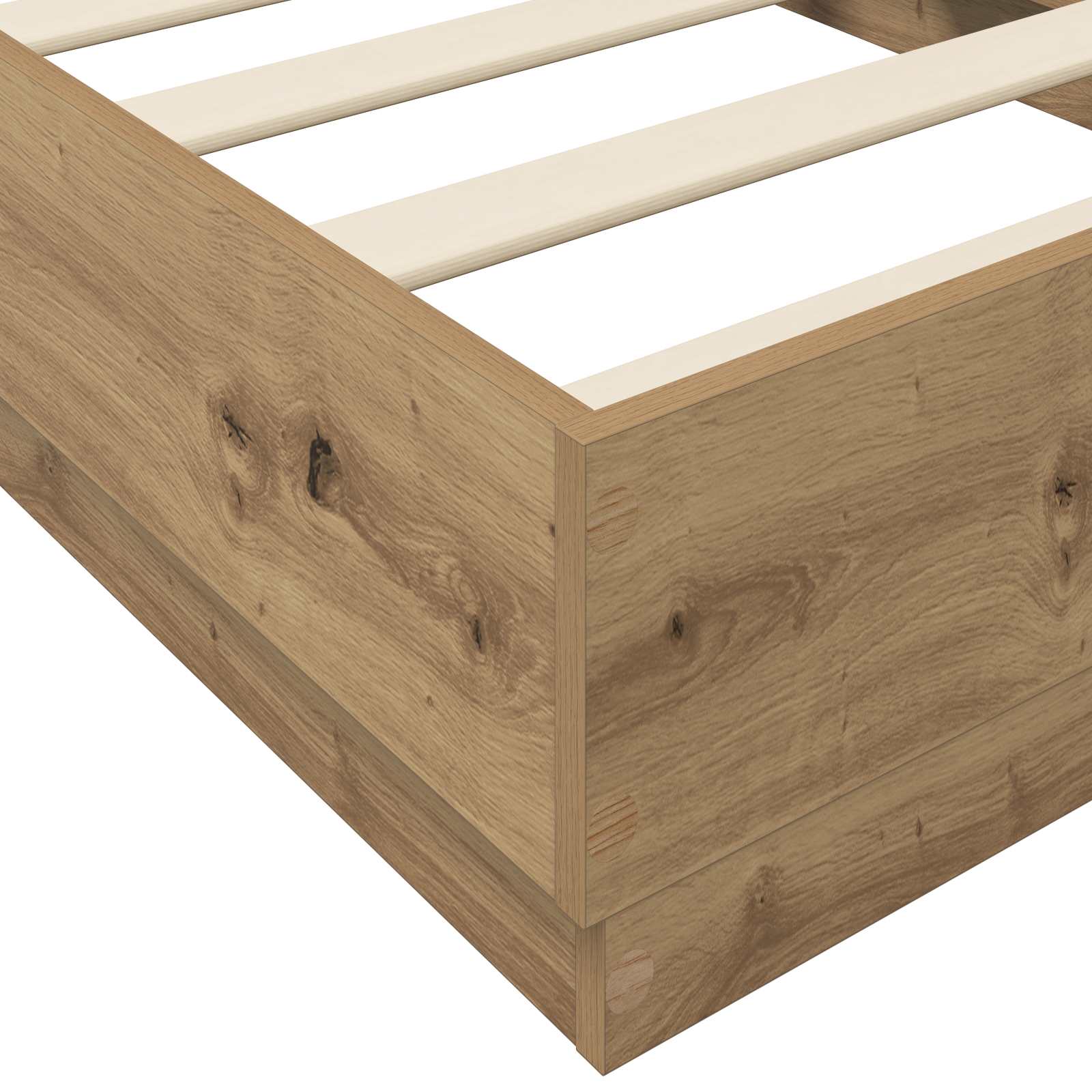 Vloerbedframe Artisanaal eiken 80 x 200 cm Bewerkt hout is nu te koop bij PeponiXL, paradijselijk wonen!