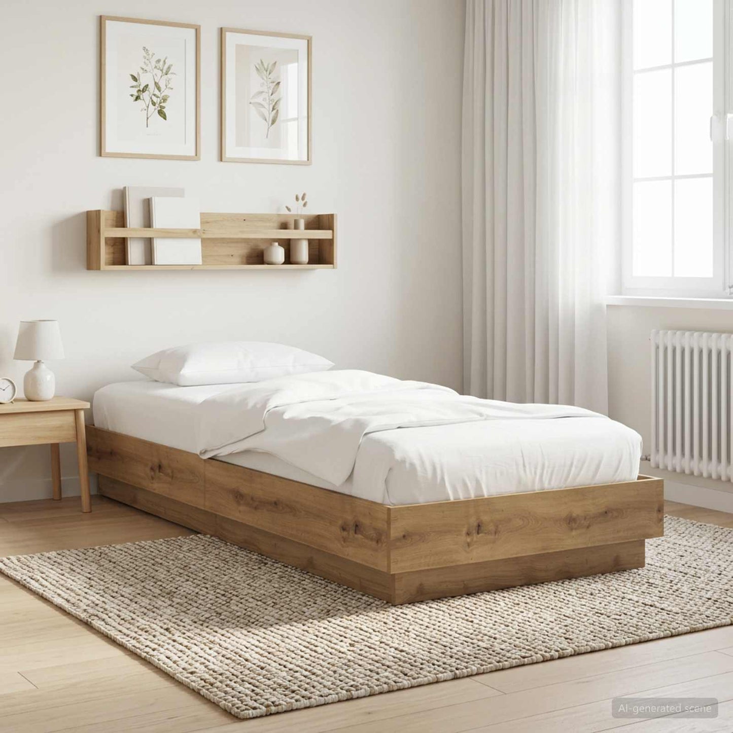 Vloerbedframe Artisanaal eiken 80 x 200 cm Bewerkt hout is nu te koop bij PeponiXL, paradijselijk wonen!