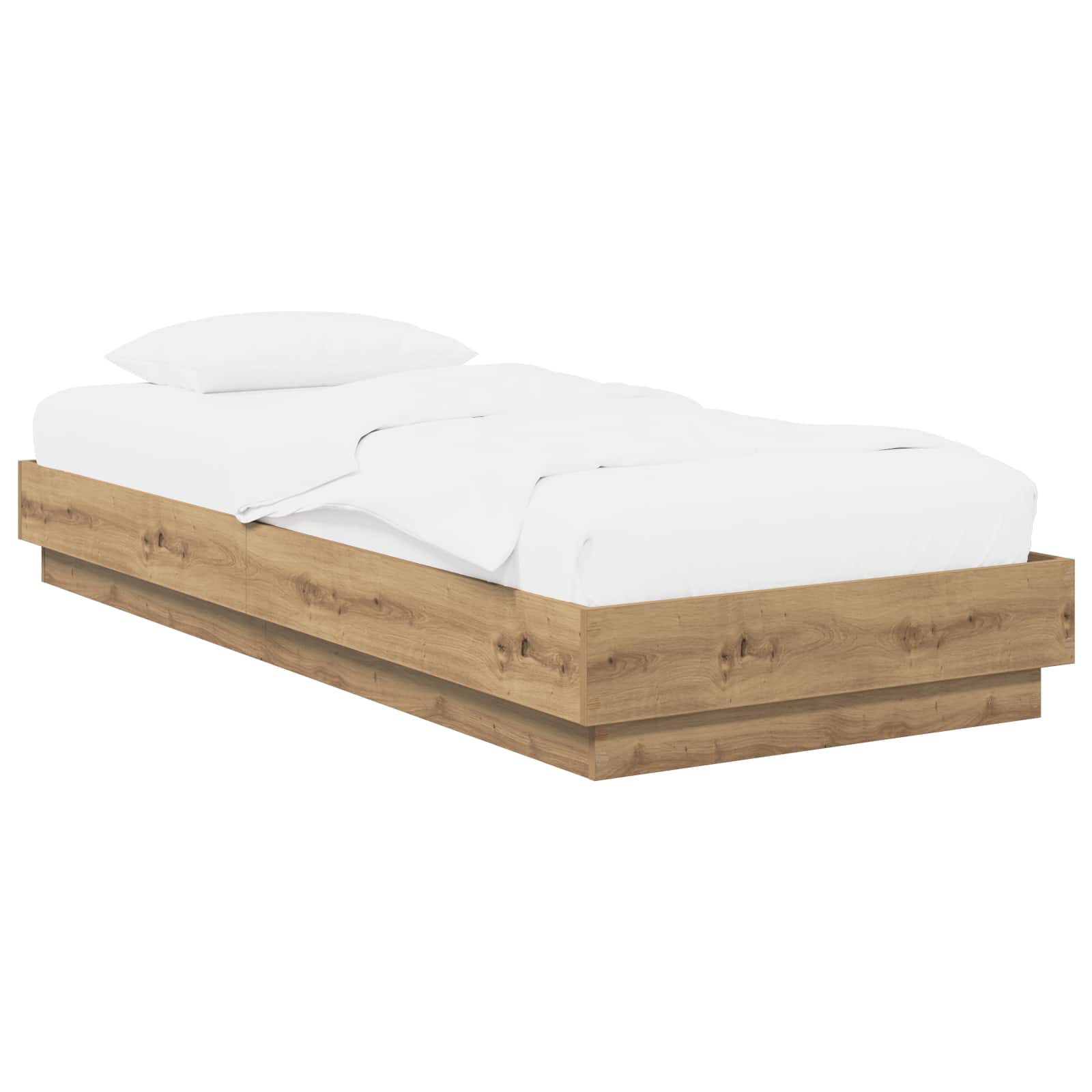 Vloerbedframe Artisanaal eiken 80 x 200 cm Bewerkt hout is nu te koop bij PeponiXL, paradijselijk wonen!