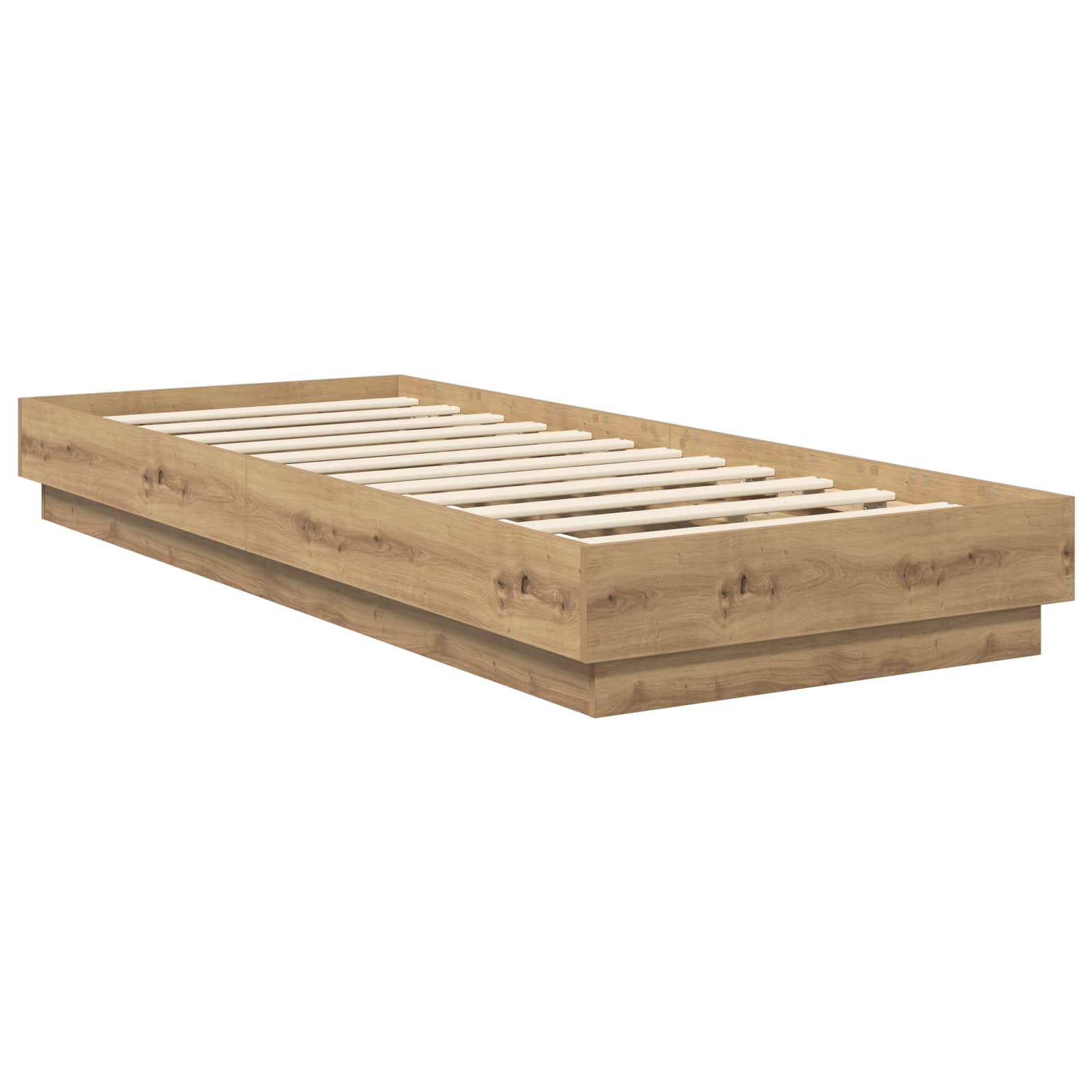 Vloerbedframe Artisanaal eiken 80 x 200 cm Bewerkt hout is nu te koop bij PeponiXL, paradijselijk wonen!