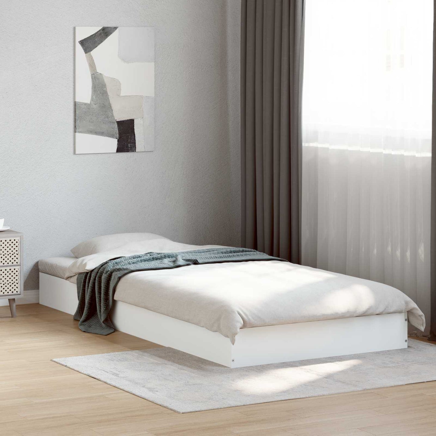 Vloerbedframe Wit 80 x 200 cm Bewerkt hout is nu te koop bij PeponiXL, paradijselijk wonen!