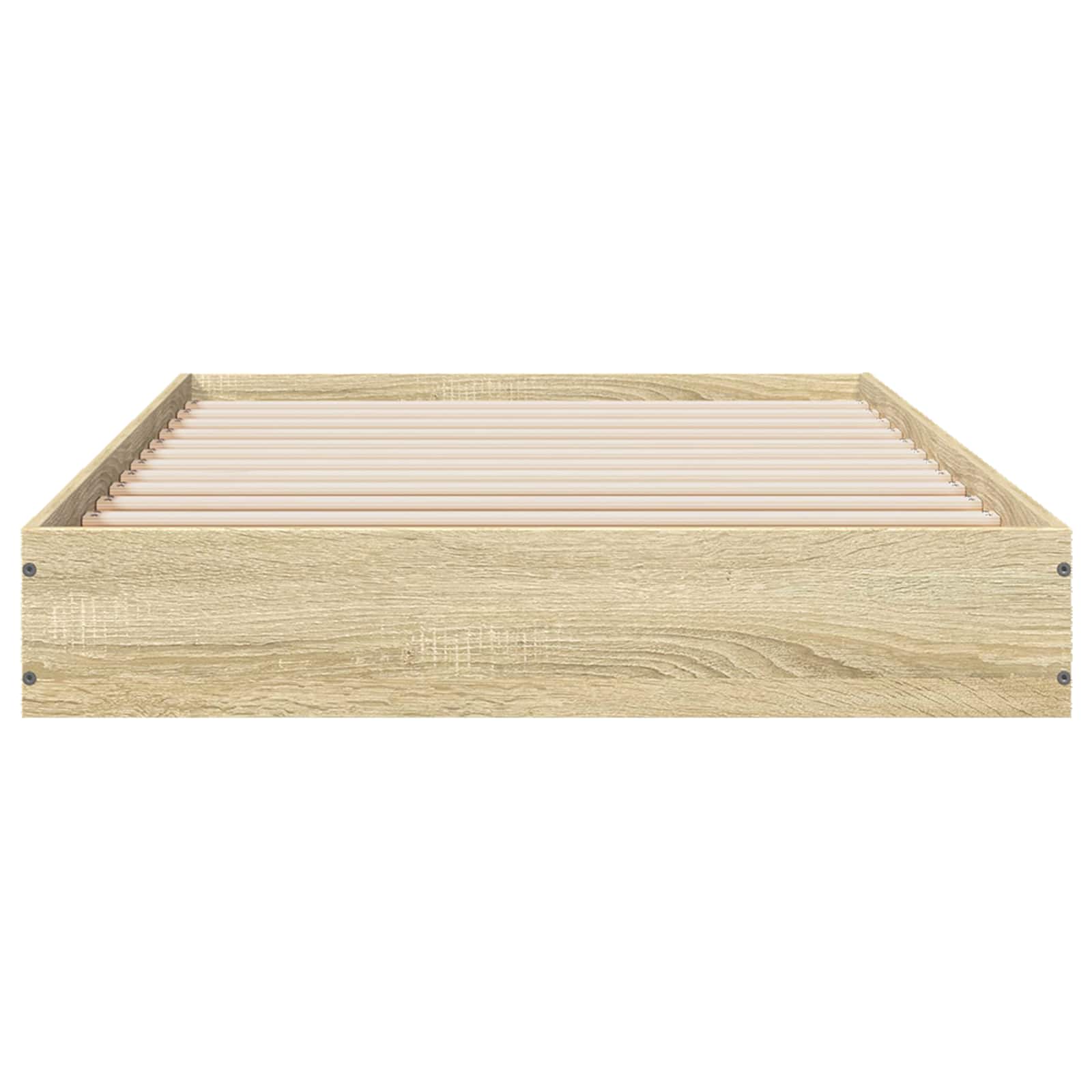 Vloerbedframe Sonoma Eiken 80 x 200 cm Bewerkt hout is nu te koop bij PeponiXL, paradijselijk wonen!