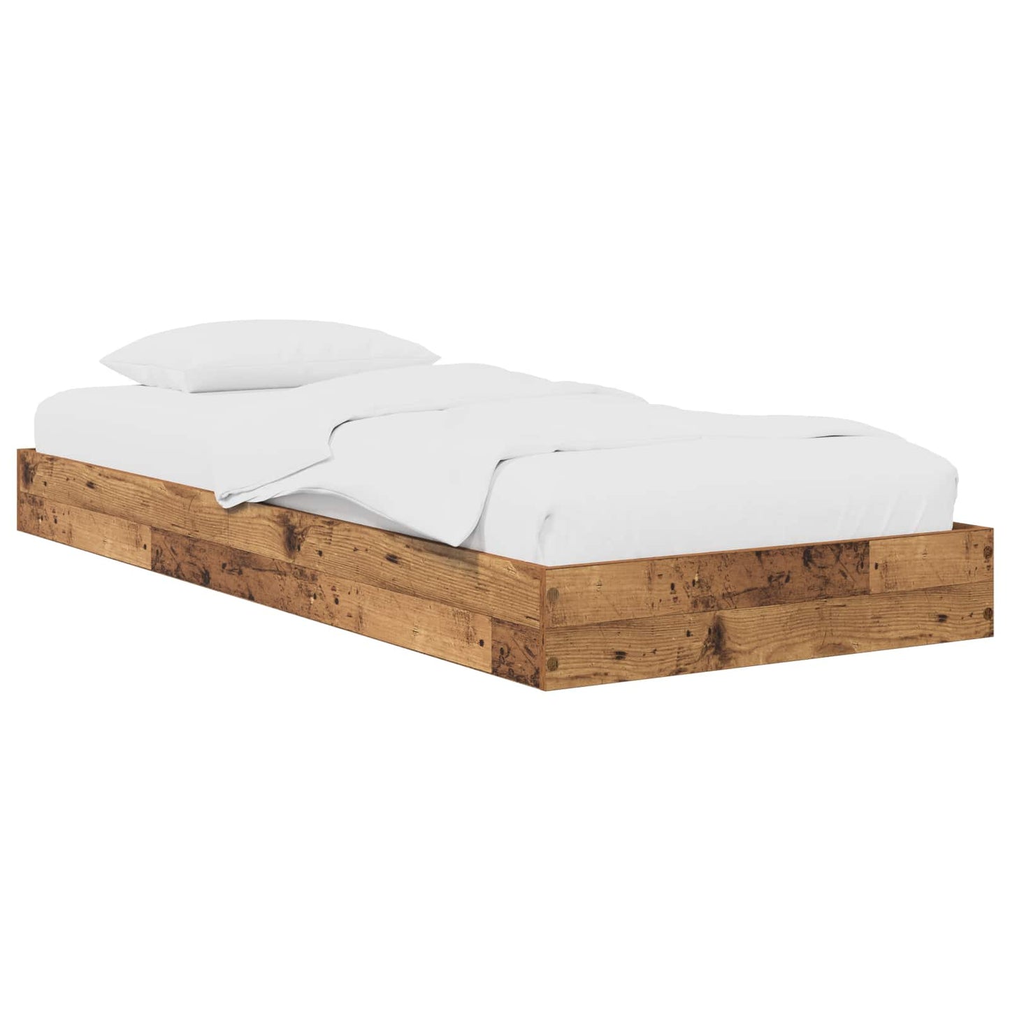 Vloerbedframe Oud hout 80 x 200 cm Bewerkt hout is nu te koop bij PeponiXL, paradijselijk wonen!