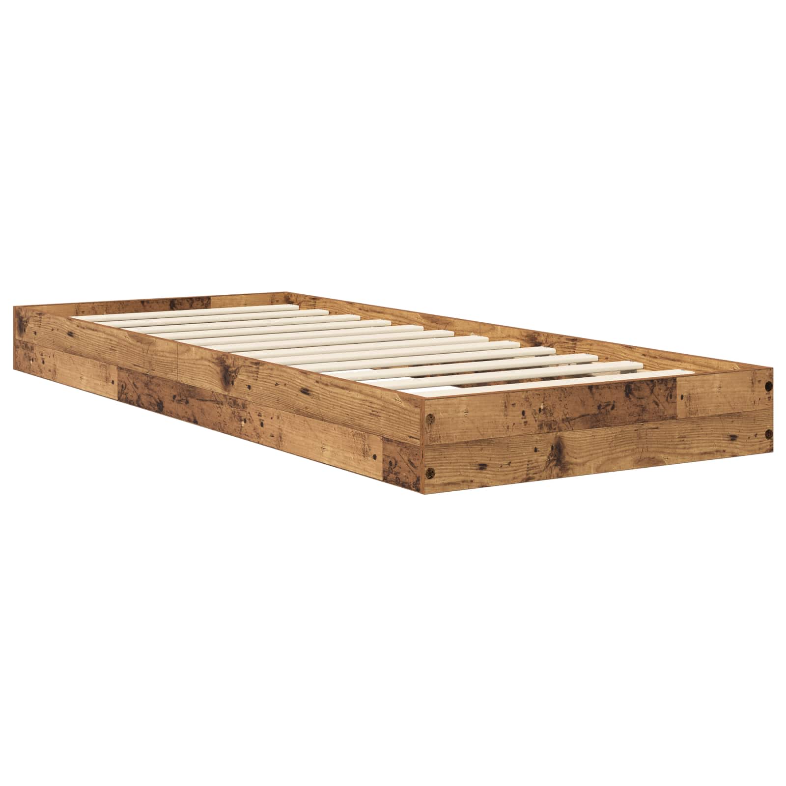 Vloerbedframe Oud hout 80 x 200 cm Bewerkt hout is nu te koop bij PeponiXL, paradijselijk wonen!