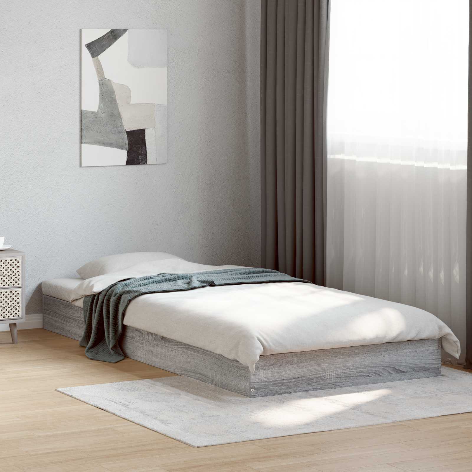 Vloerbedframe Grijs Sonoma 80 x 200 cm Bewerkt hout is nu te koop bij PeponiXL, paradijselijk wonen!