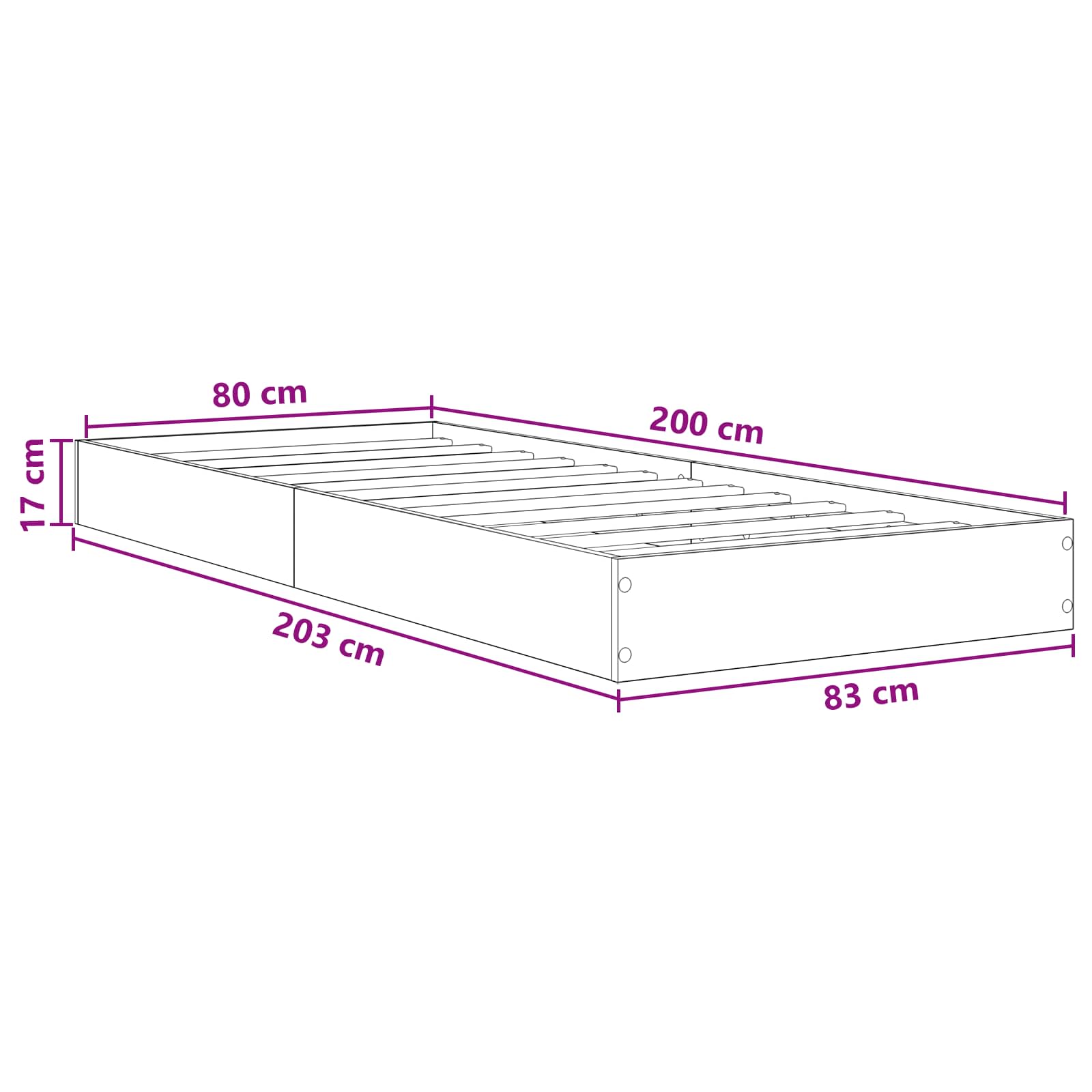 Vloerbedframe Betongrijs 80 x 200 cm Bewerkt hout is nu te koop bij PeponiXL, paradijselijk wonen!
