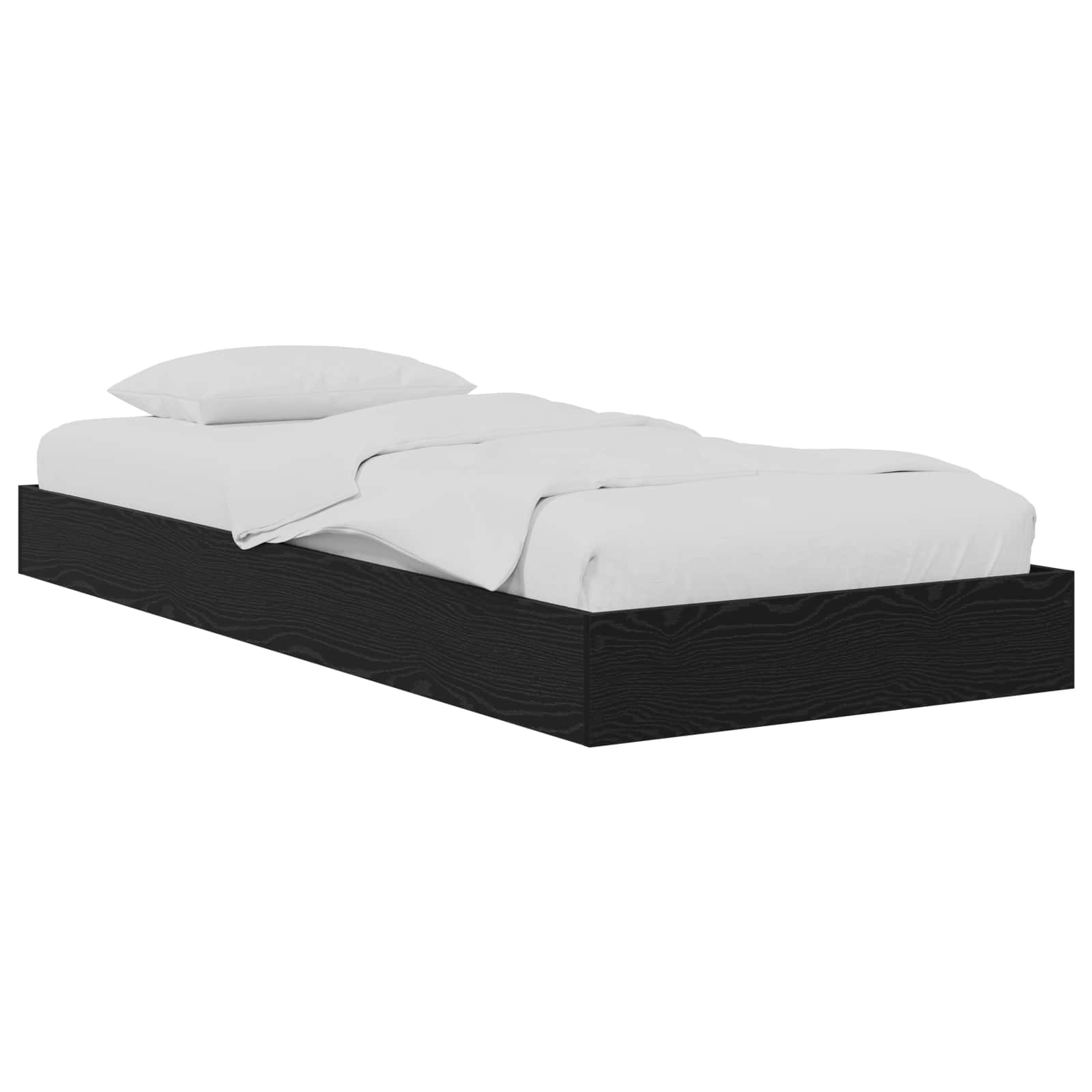 Vloerbedframe Zwart eiken 80 x 200 cm Bewerkt hout is nu te koop bij PeponiXL, paradijselijk wonen!
