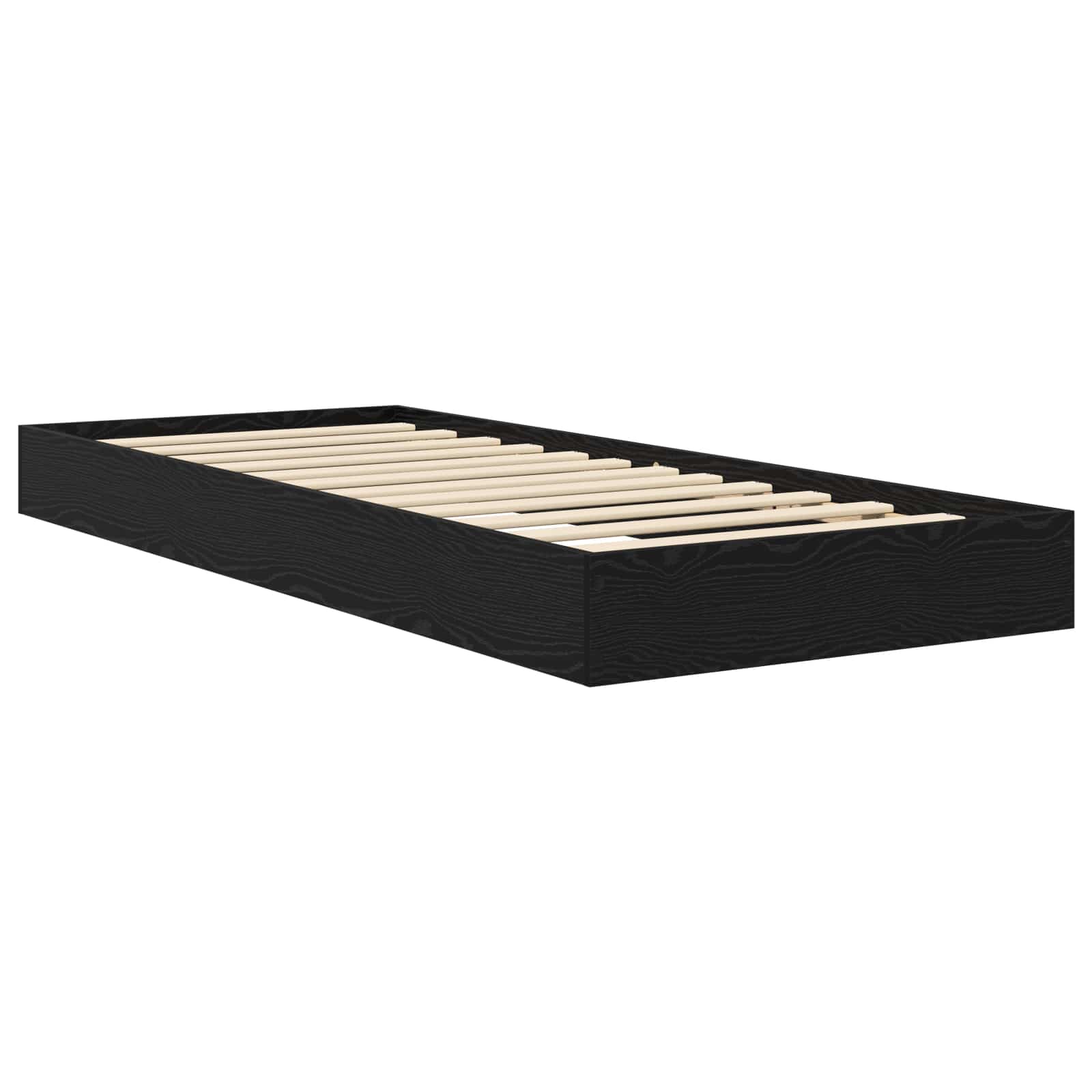 Vloerbedframe Zwart eiken 80 x 200 cm Bewerkt hout is nu te koop bij PeponiXL, paradijselijk wonen!