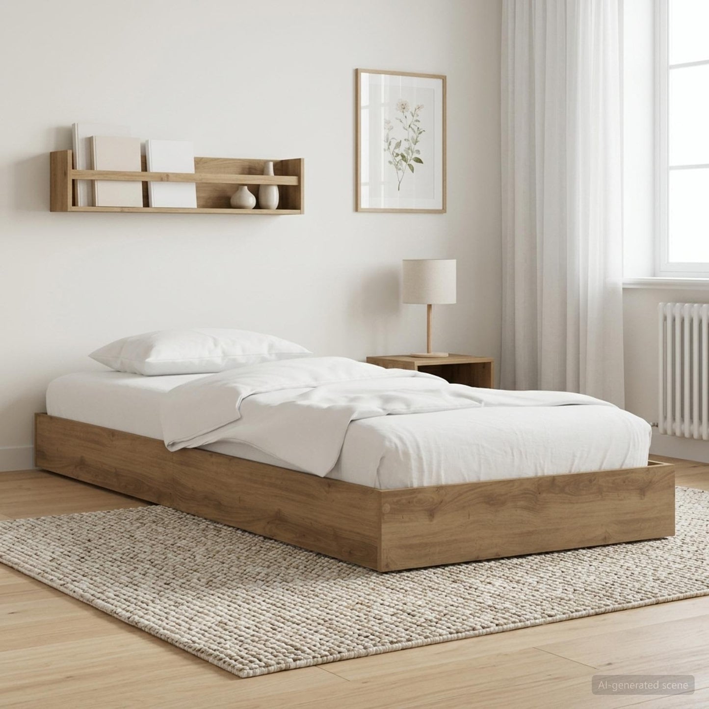 Vloerbedframe Artisanaal eiken 80 x 200 cm Bewerkt hout is nu te koop bij PeponiXL, paradijselijk wonen!