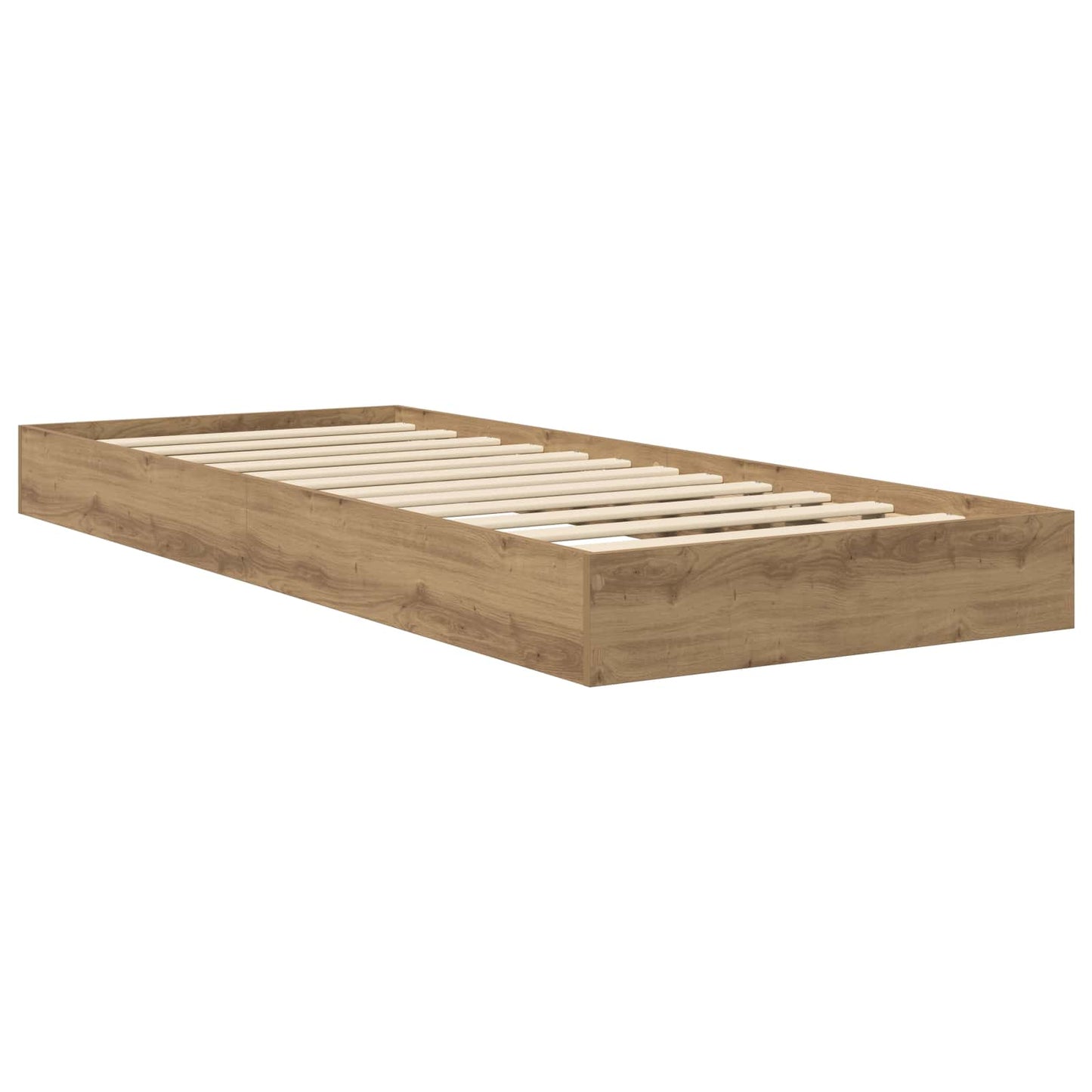 Vloerbedframe Artisanaal eiken 80 x 200 cm Bewerkt hout is nu te koop bij PeponiXL, paradijselijk wonen!