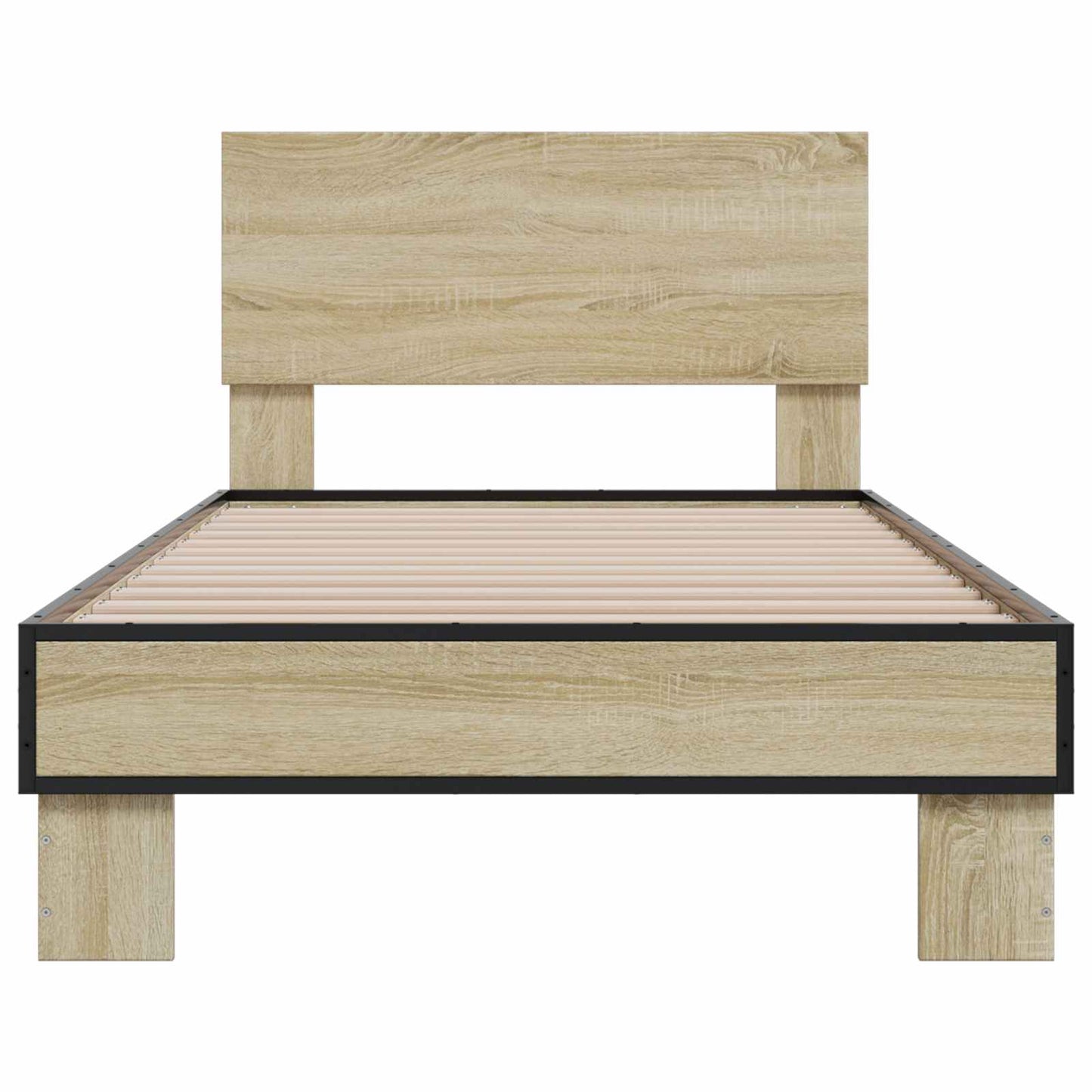 Bedframe met Hoofdeinde Sonoma Eiken 80 x 200 cm Bewerkt hout is nu te koop bij PeponiXL, paradijselijk wonen!