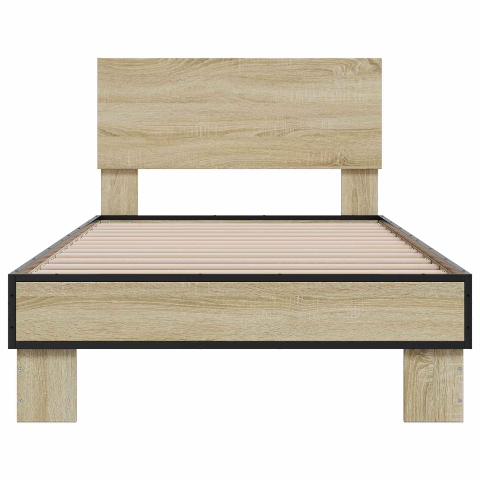 Bedframe met Hoofdeinde Sonoma Eiken 80 x 200 cm Bewerkt hout is nu te koop bij PeponiXL, paradijselijk wonen!