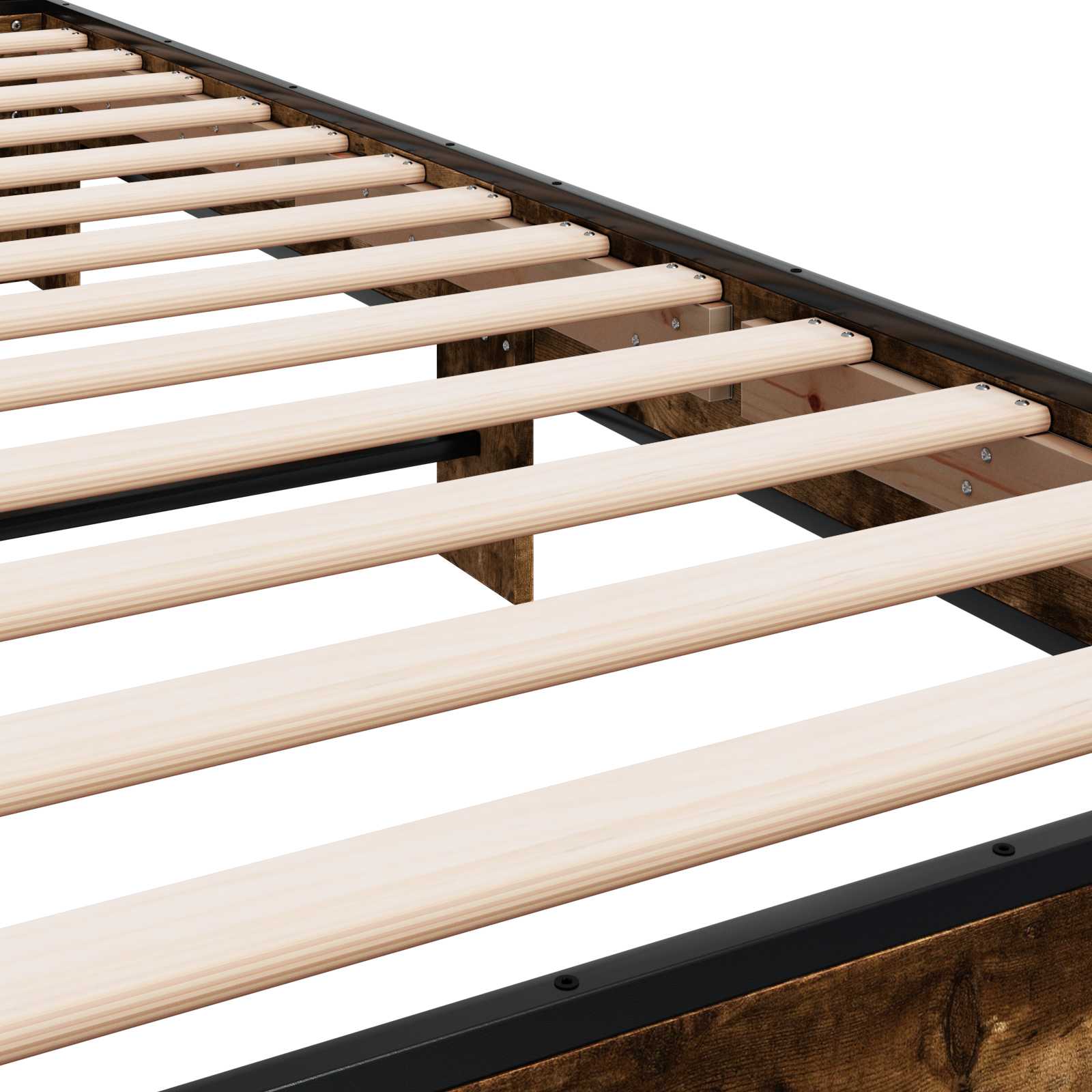 Bedframe met Hoofdeinde Gerookt eiken 80 x 200 cm Bewerkt hout is nu te koop bij PeponiXL, paradijselijk wonen!
