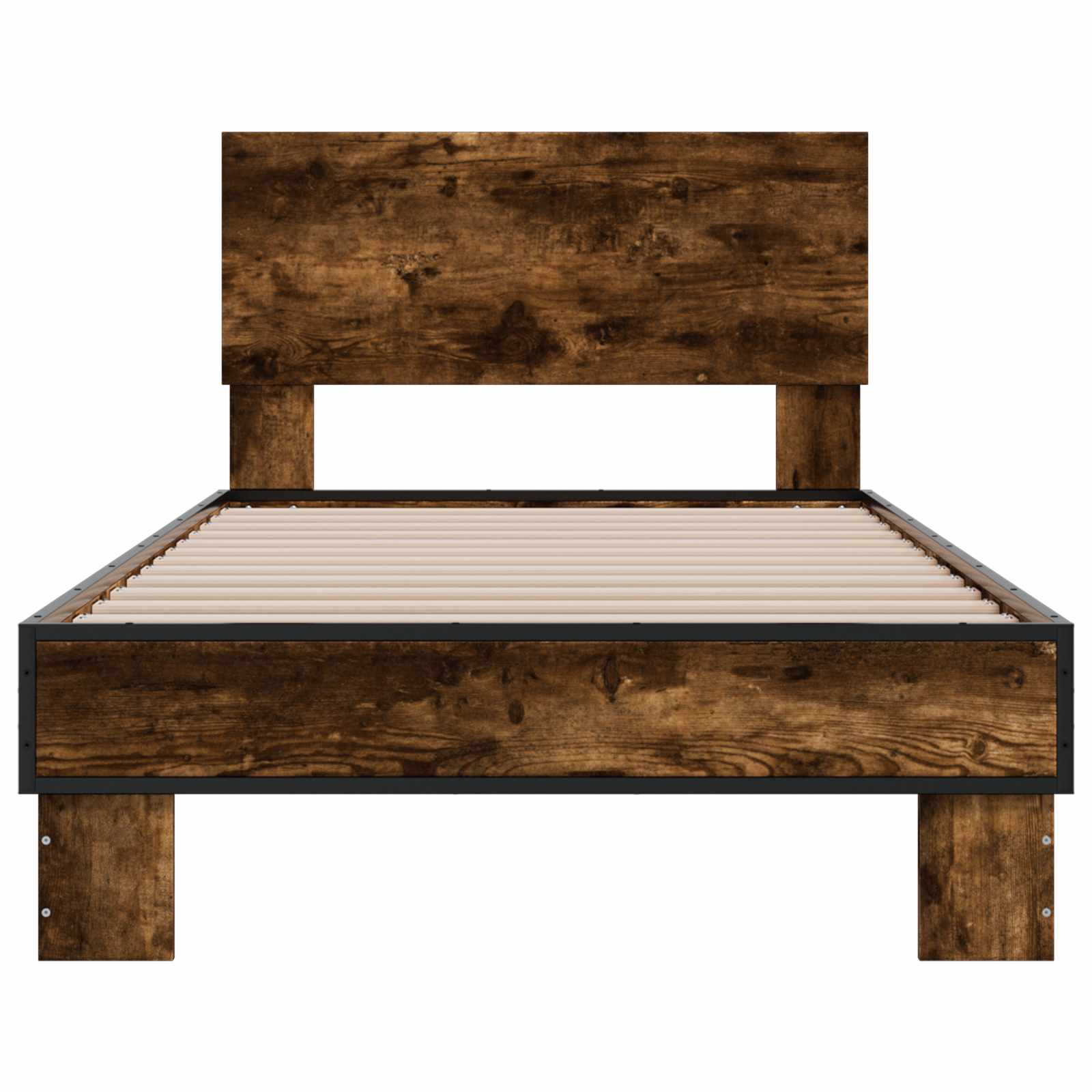 Bedframe met Hoofdeinde Gerookt eiken 80 x 200 cm Bewerkt hout is nu te koop bij PeponiXL, paradijselijk wonen!