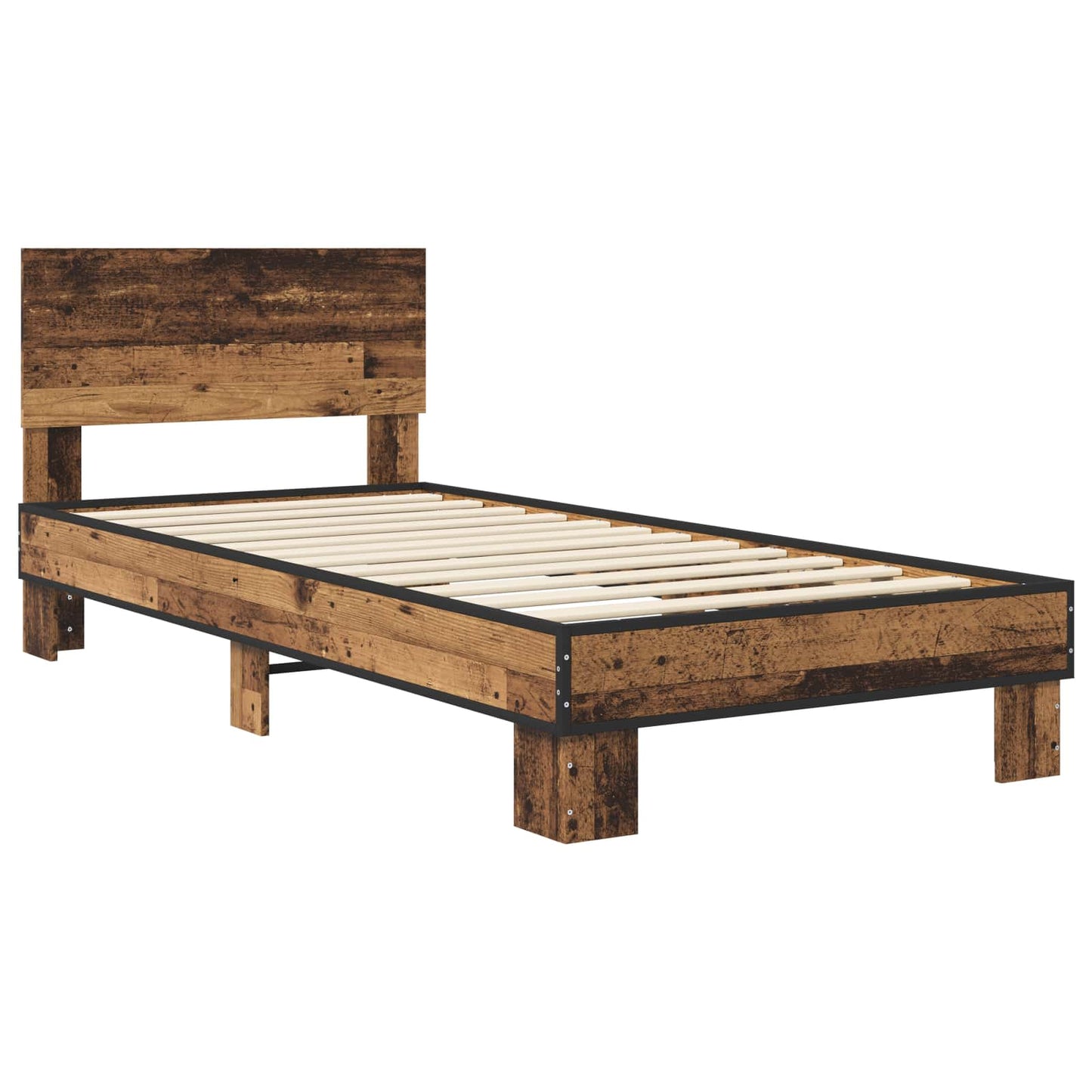 Bedframe met Hoofdeinde Oud hout 80 x 200 cm Bewerkt hout is nu te koop bij PeponiXL, paradijselijk wonen!