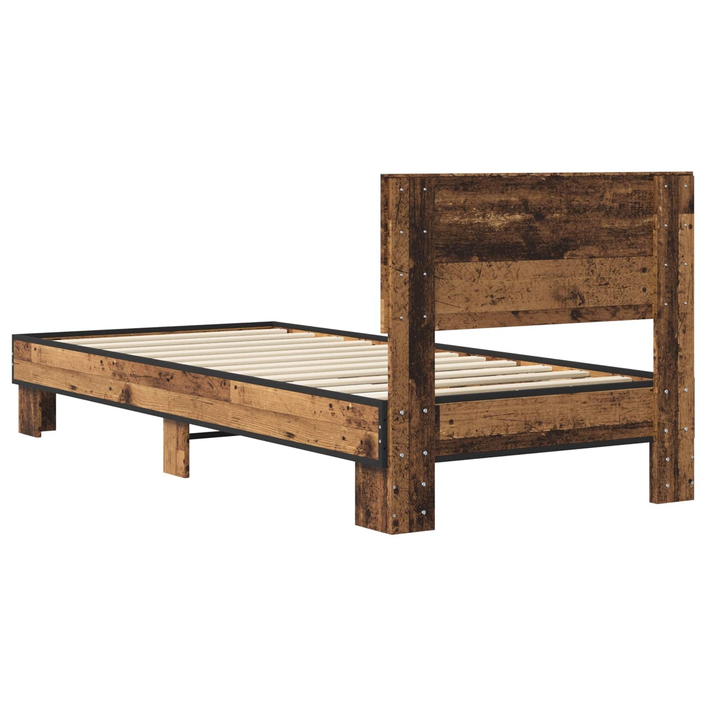Bedframe met Hoofdeinde Oud hout 80 x 200 cm Bewerkt hout is nu te koop bij PeponiXL, paradijselijk wonen!