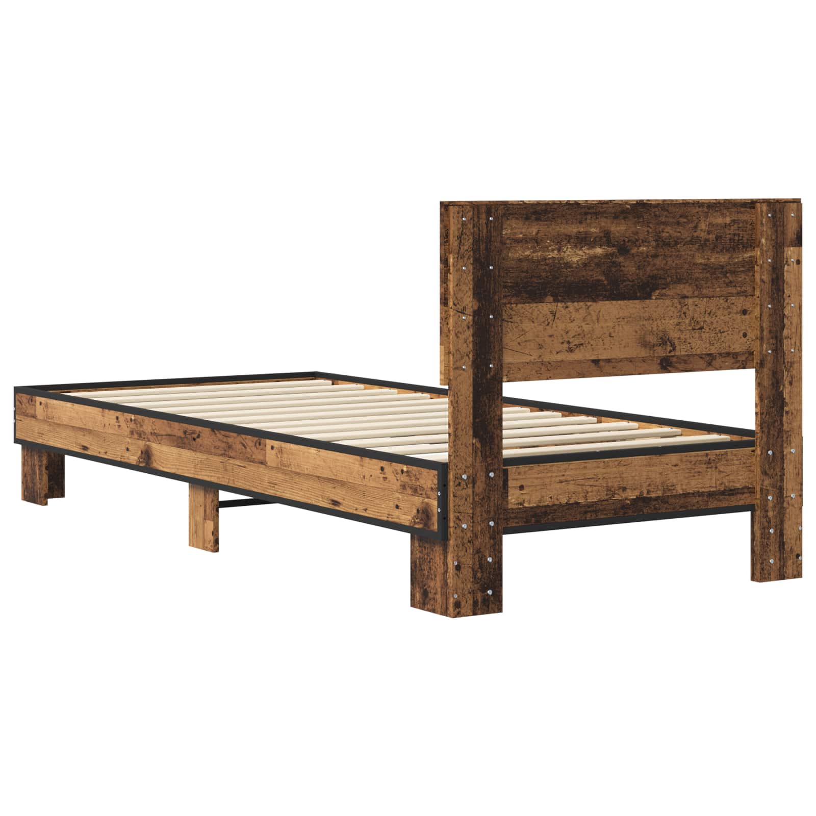Bedframe met Hoofdeinde Oud hout 80 x 200 cm Bewerkt hout is nu te koop bij PeponiXL, paradijselijk wonen!