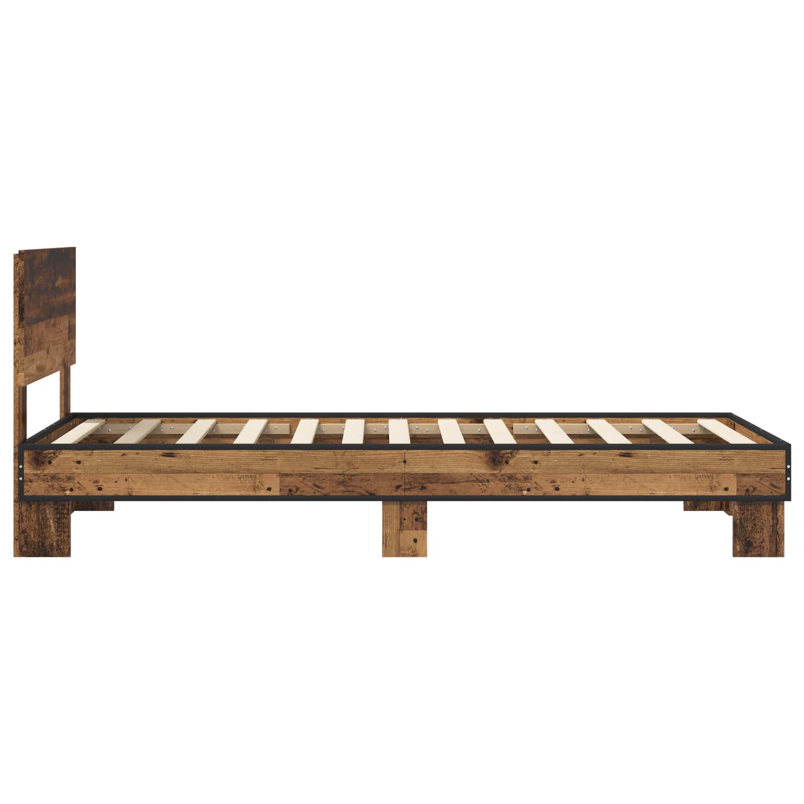 Bedframe met Hoofdeinde Oud hout 80 x 200 cm Bewerkt hout is nu te koop bij PeponiXL, paradijselijk wonen!