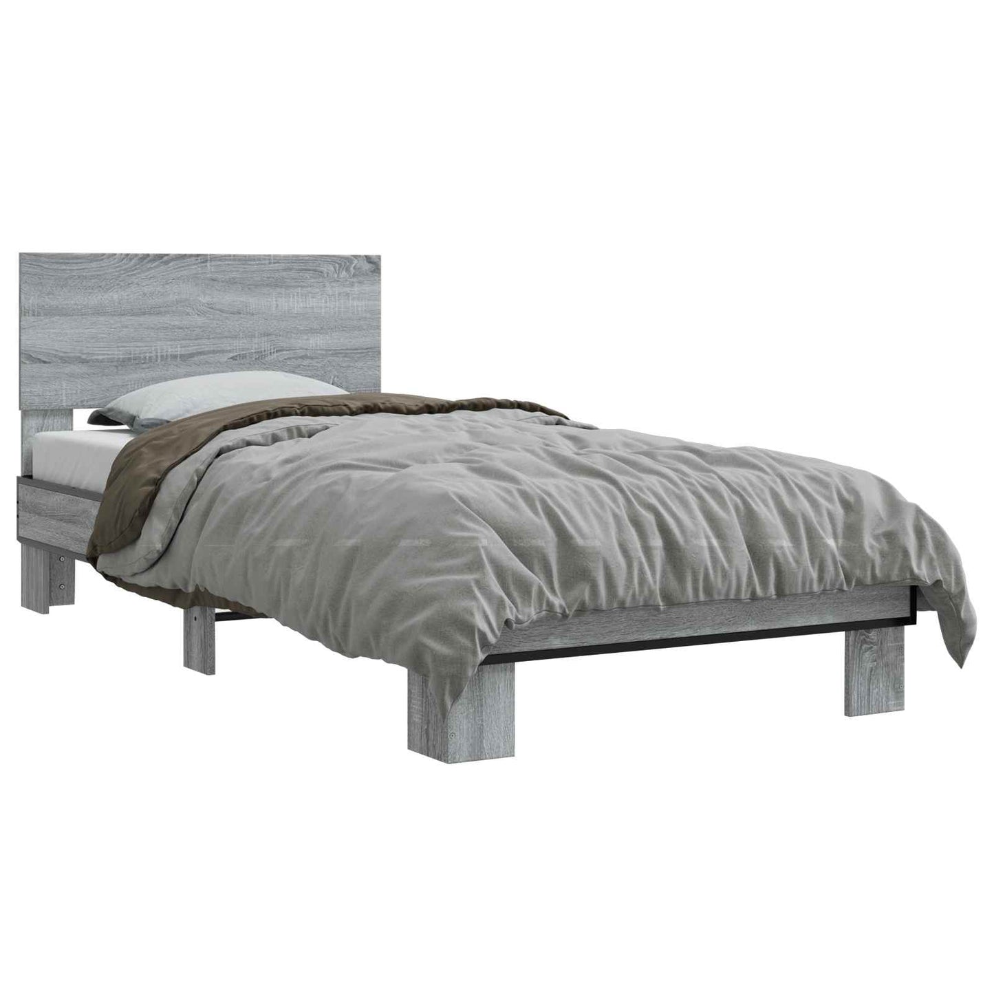 Bedframe met Hoofdeinde Grijs Sonoma 80 x 200 cm Bewerkt hout is nu te koop bij PeponiXL, paradijselijk wonen!